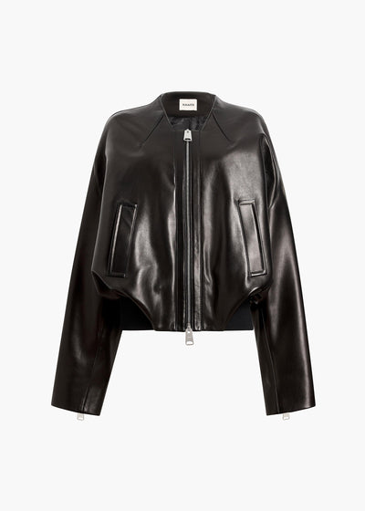 Hewit Jacket in Black Leather FLAT VIEW