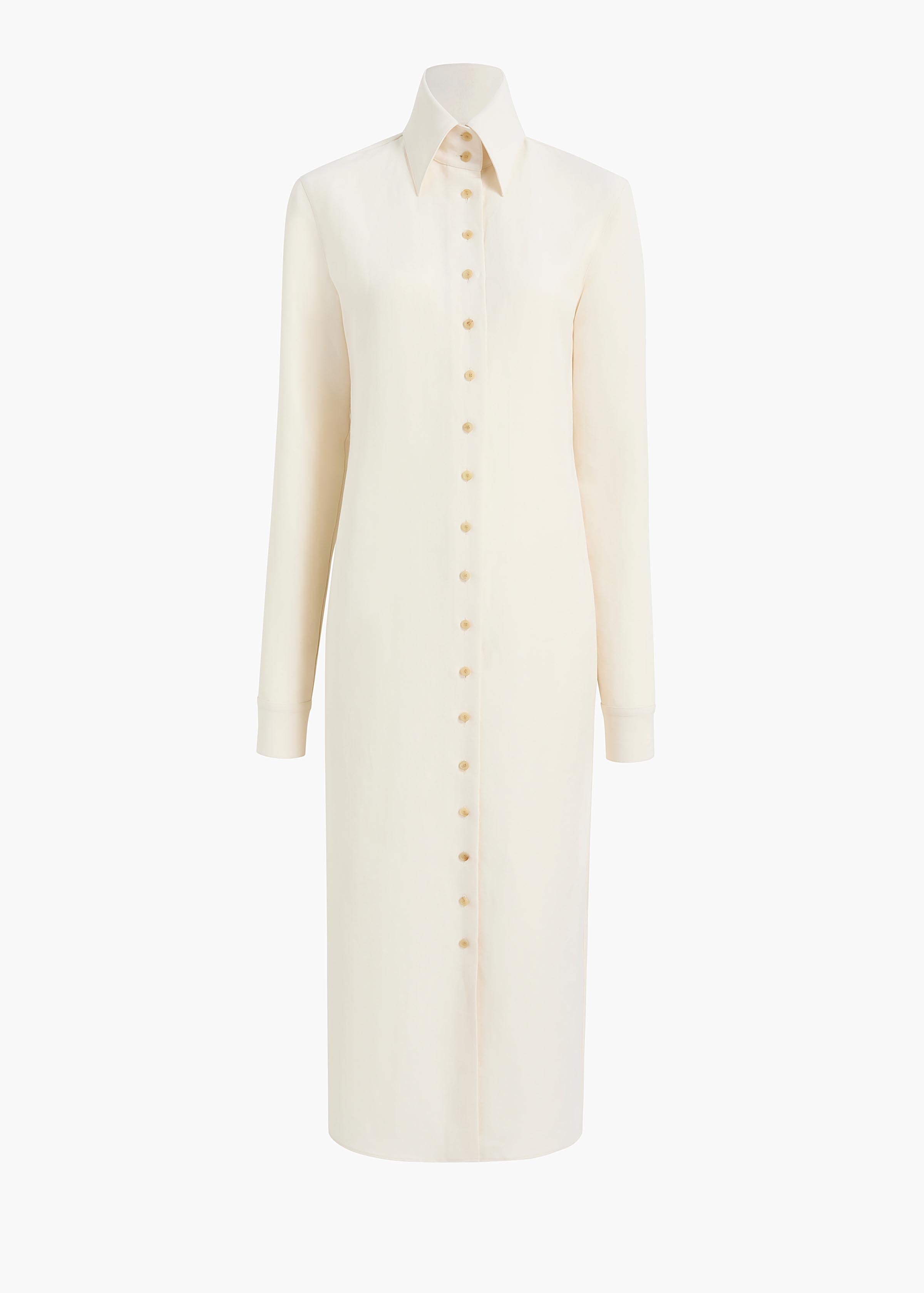 KHAITE Ivanna Dress in Cream - Ivory Designer Dress