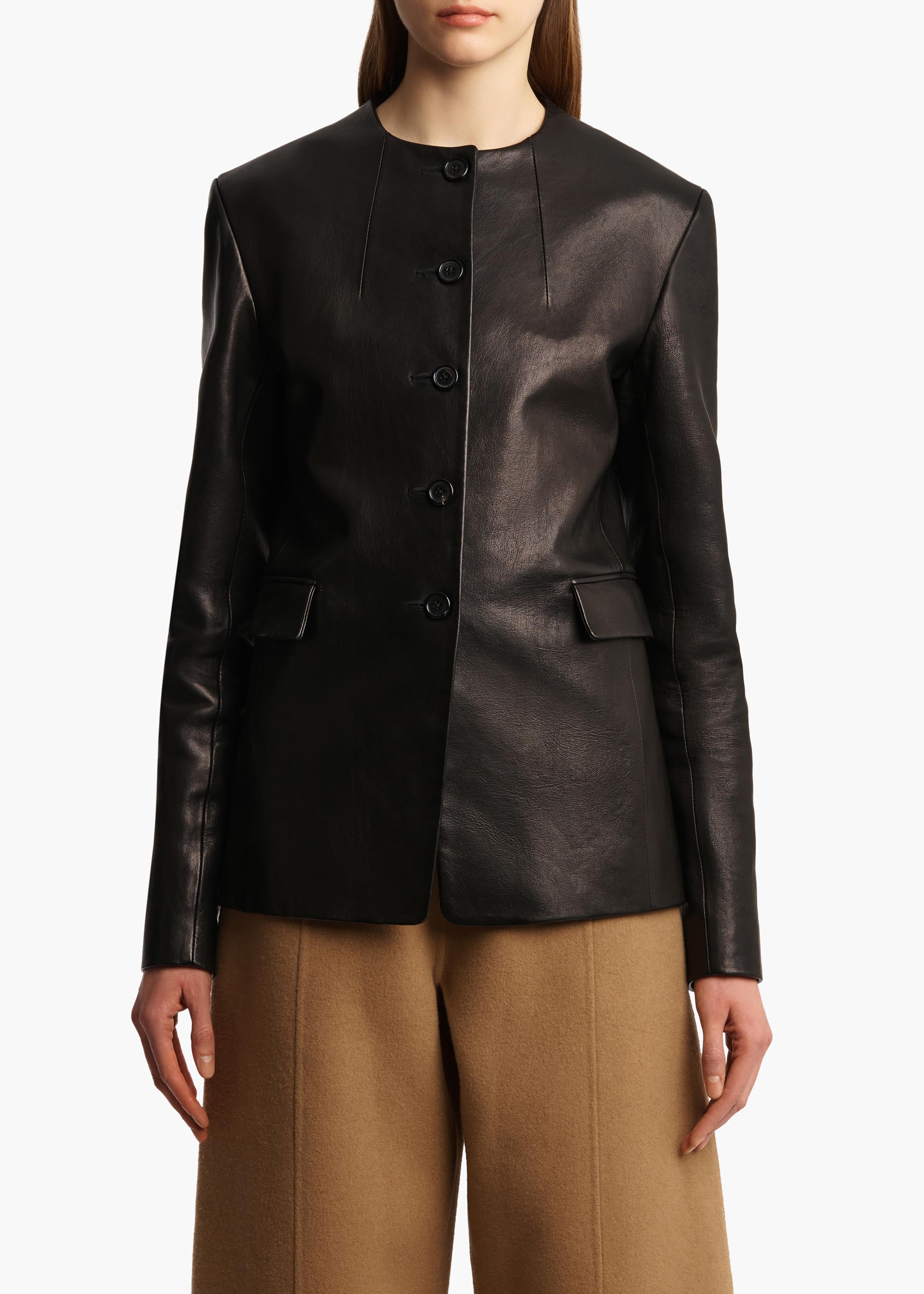 Jameson Jacket in Black Leather FRONT VIEW