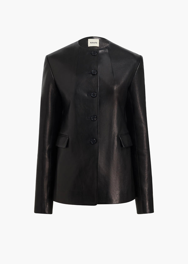 Jameson Jacket in Black Leather FLAT VIEW
