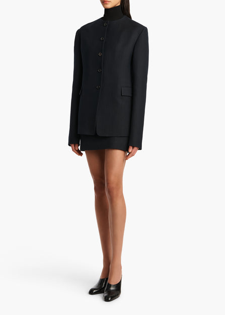 Jett Skirt in Dark Navy with Stripe STYLED VIEW