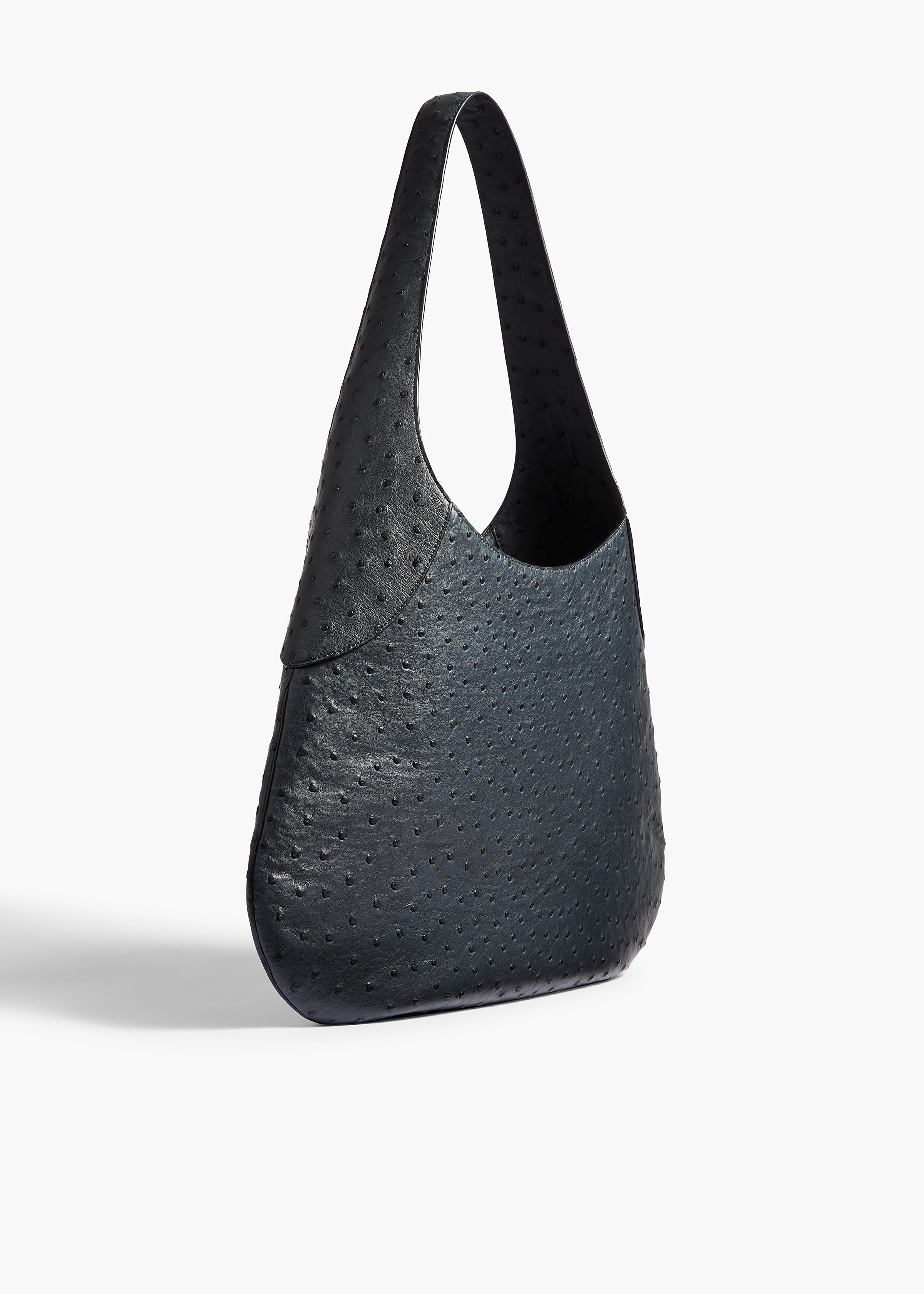 KHAITE - Large Joan Hobo in Midnight Navy Ostrich