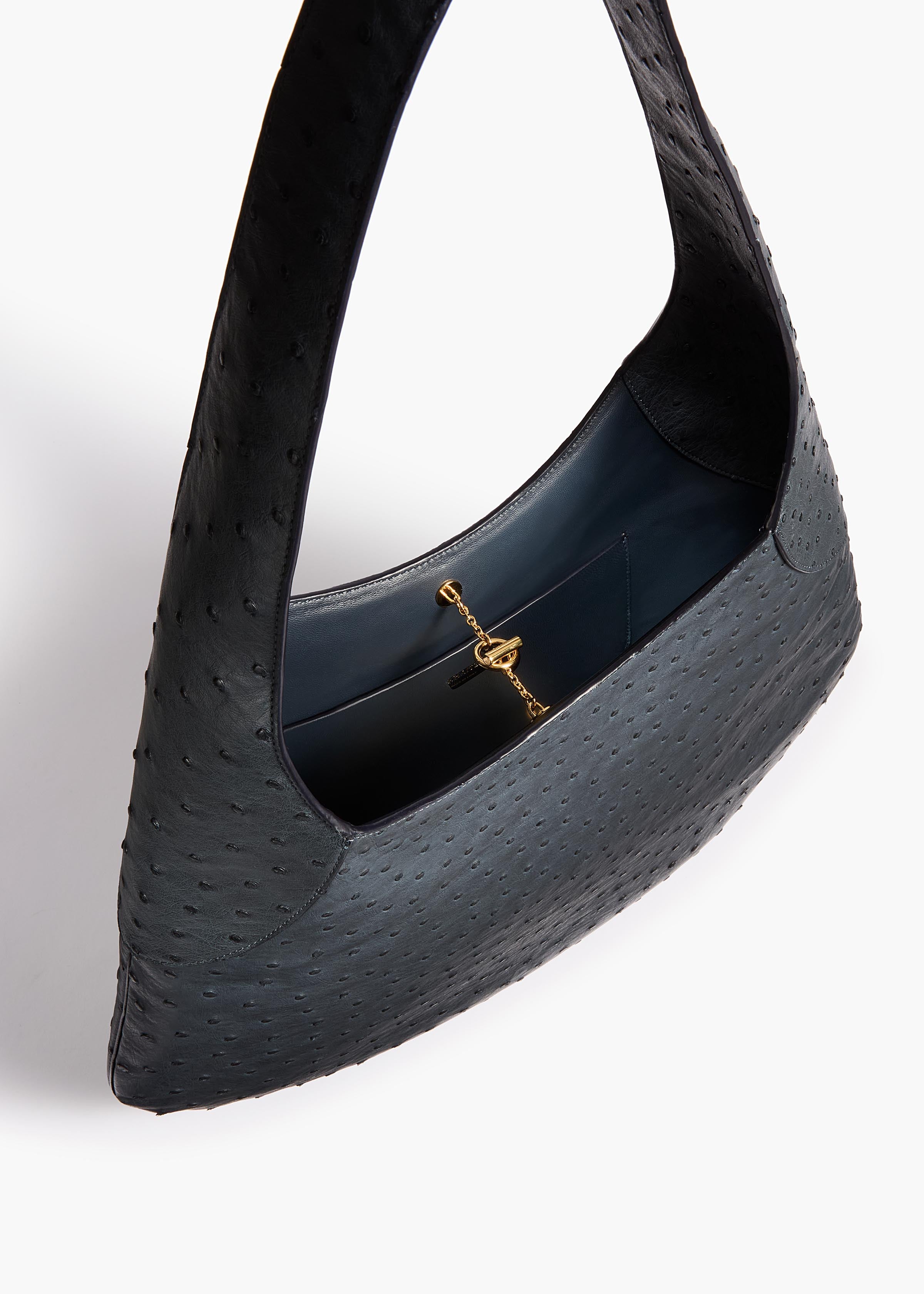 KHAITE - Large Joan Hobo in Midnight Navy Ostrich