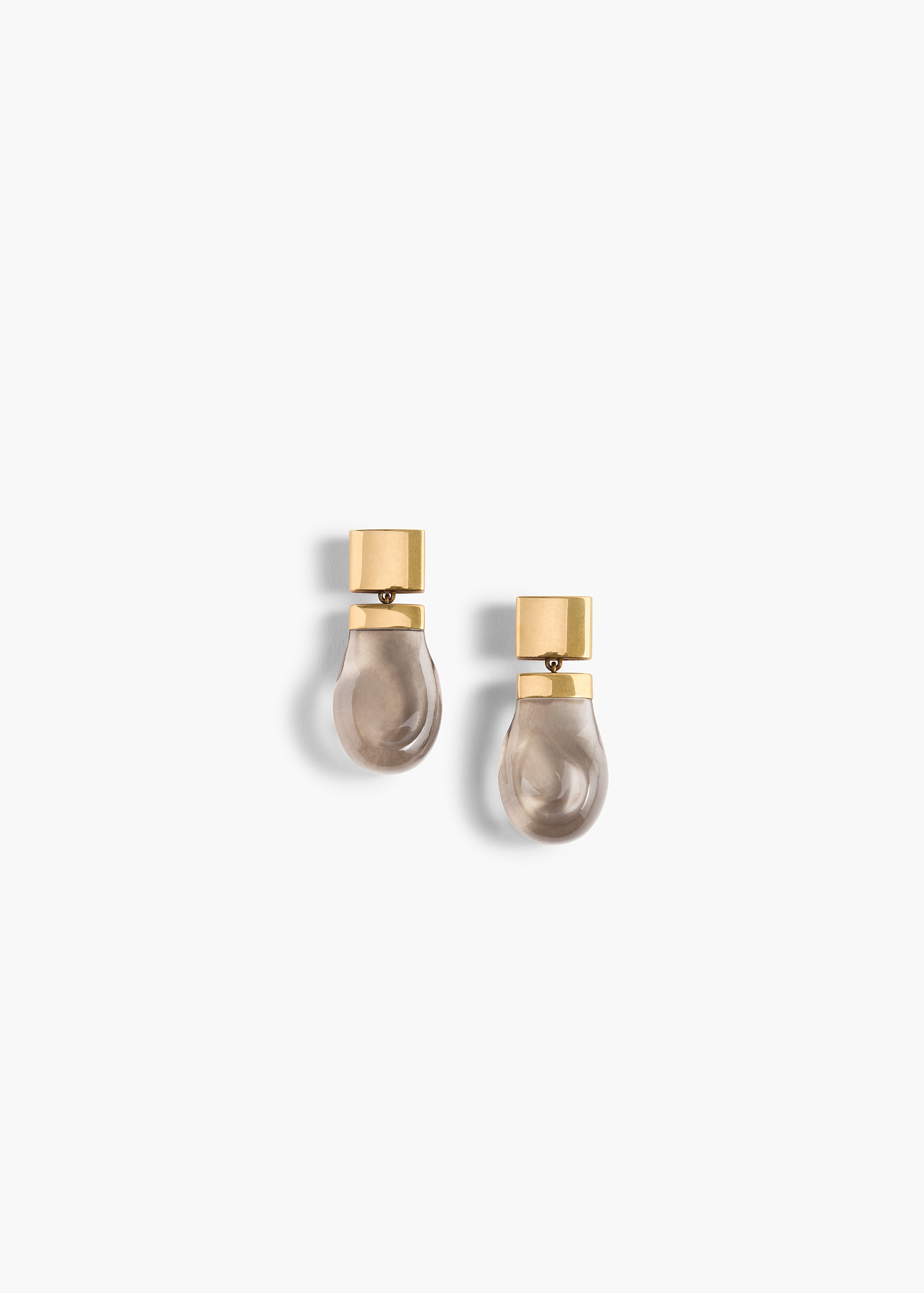 KHAITE - Keefe Earrings in Antique Gold with Smoke