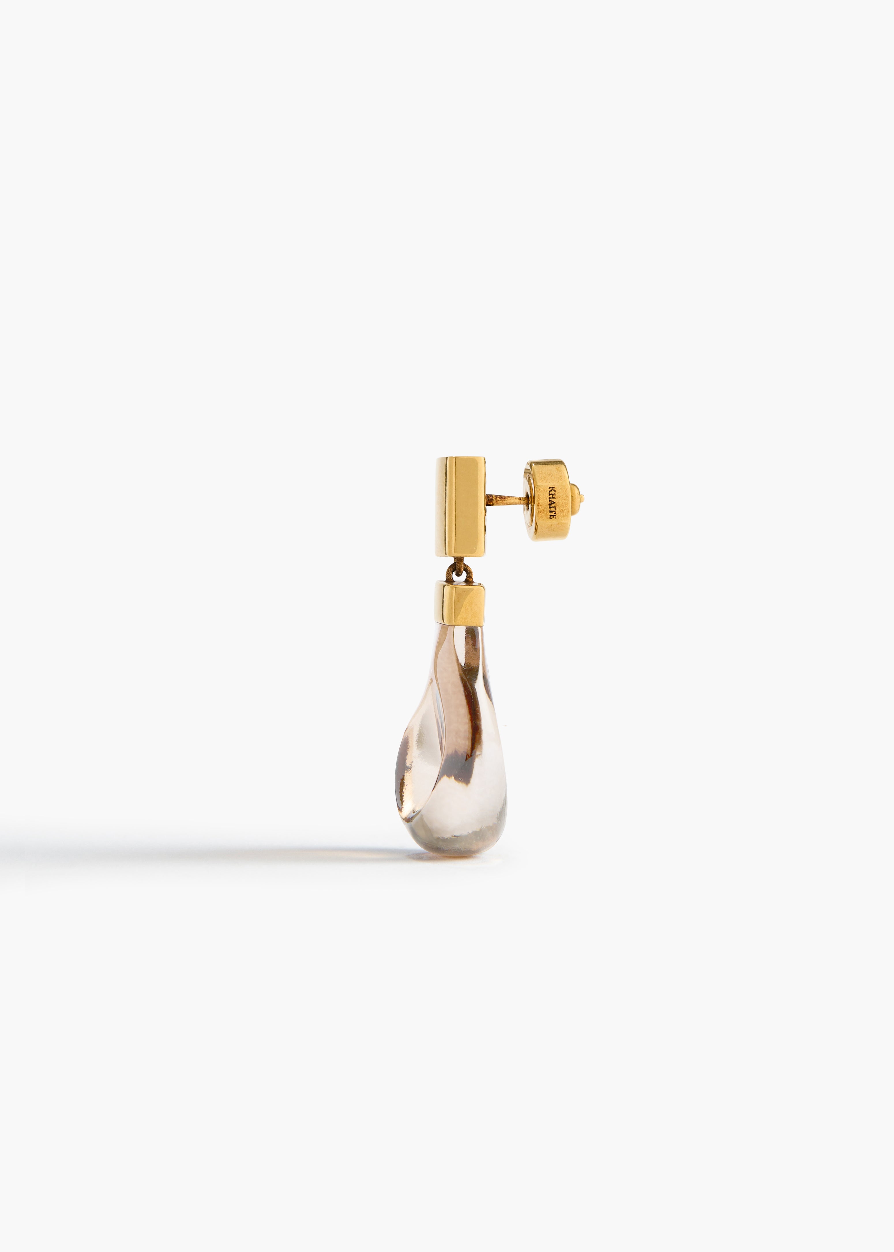 KHAITE - Keefe Earrings in Antique Gold with Smoke