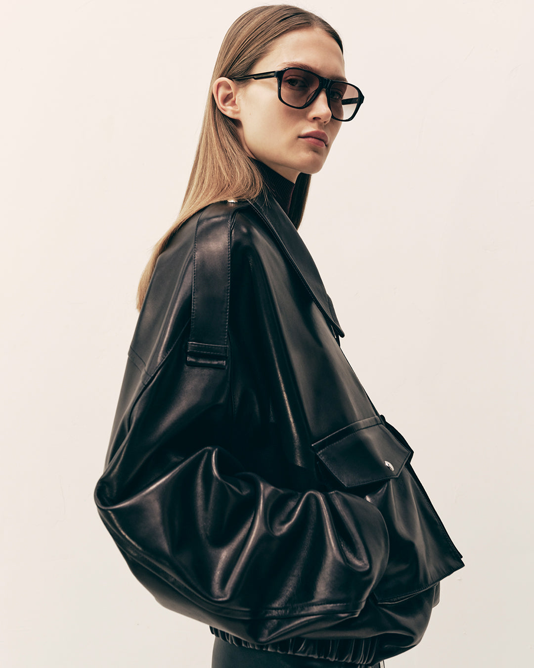 KHAITE - Owey Jacket in Black Leather