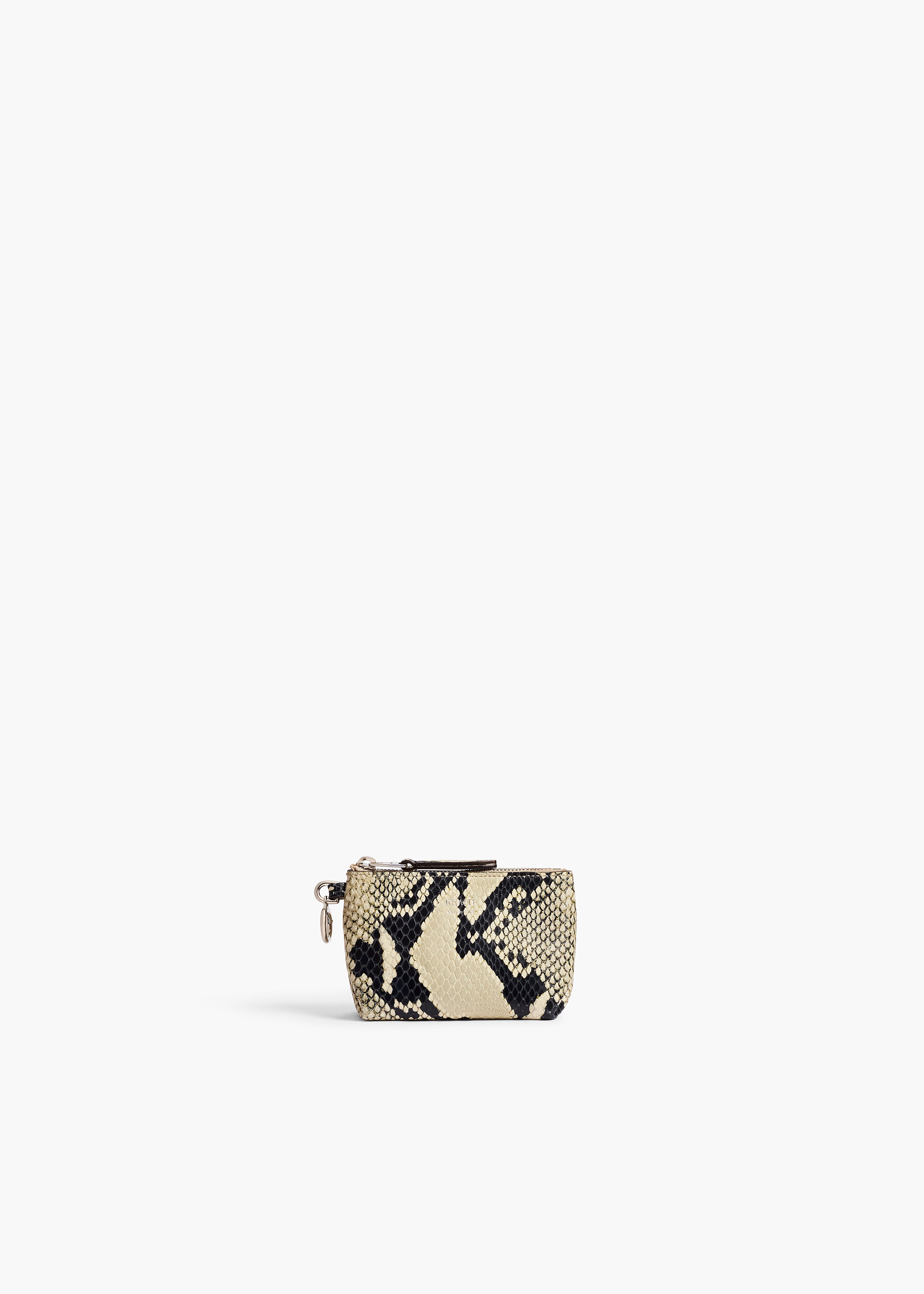 Lina Keychain Pouch in Natural Python-Embossed Leather FRONT VIEW