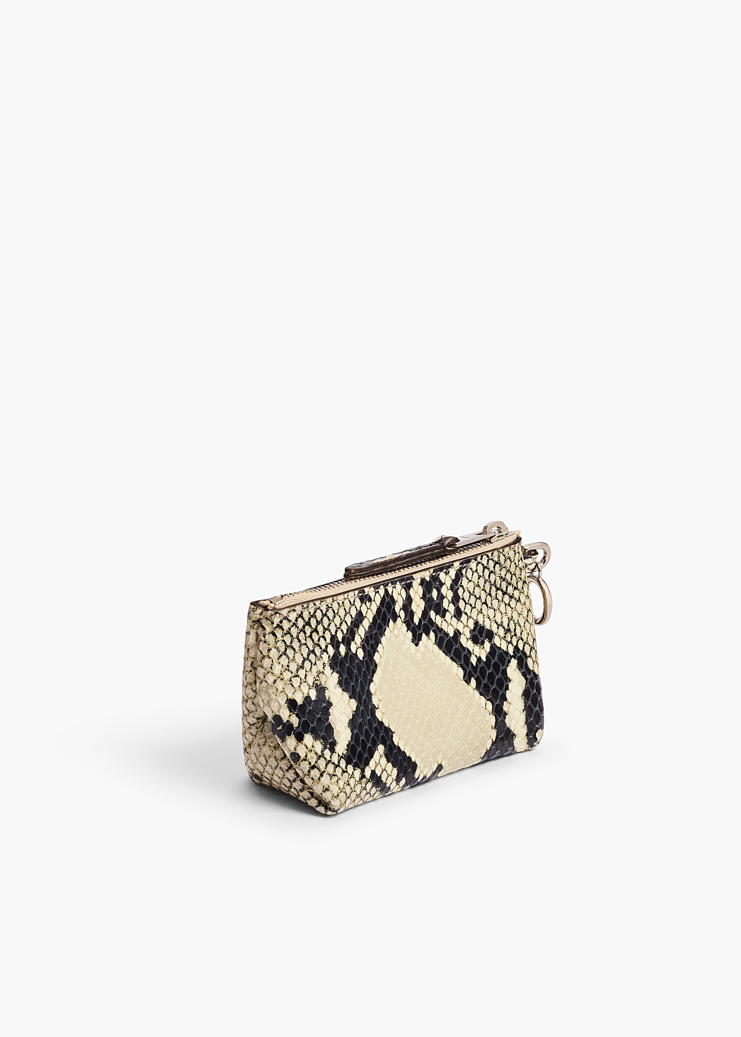 Lina Keychain Pouch in Natural Python-Embossed Leather BACK VIEW