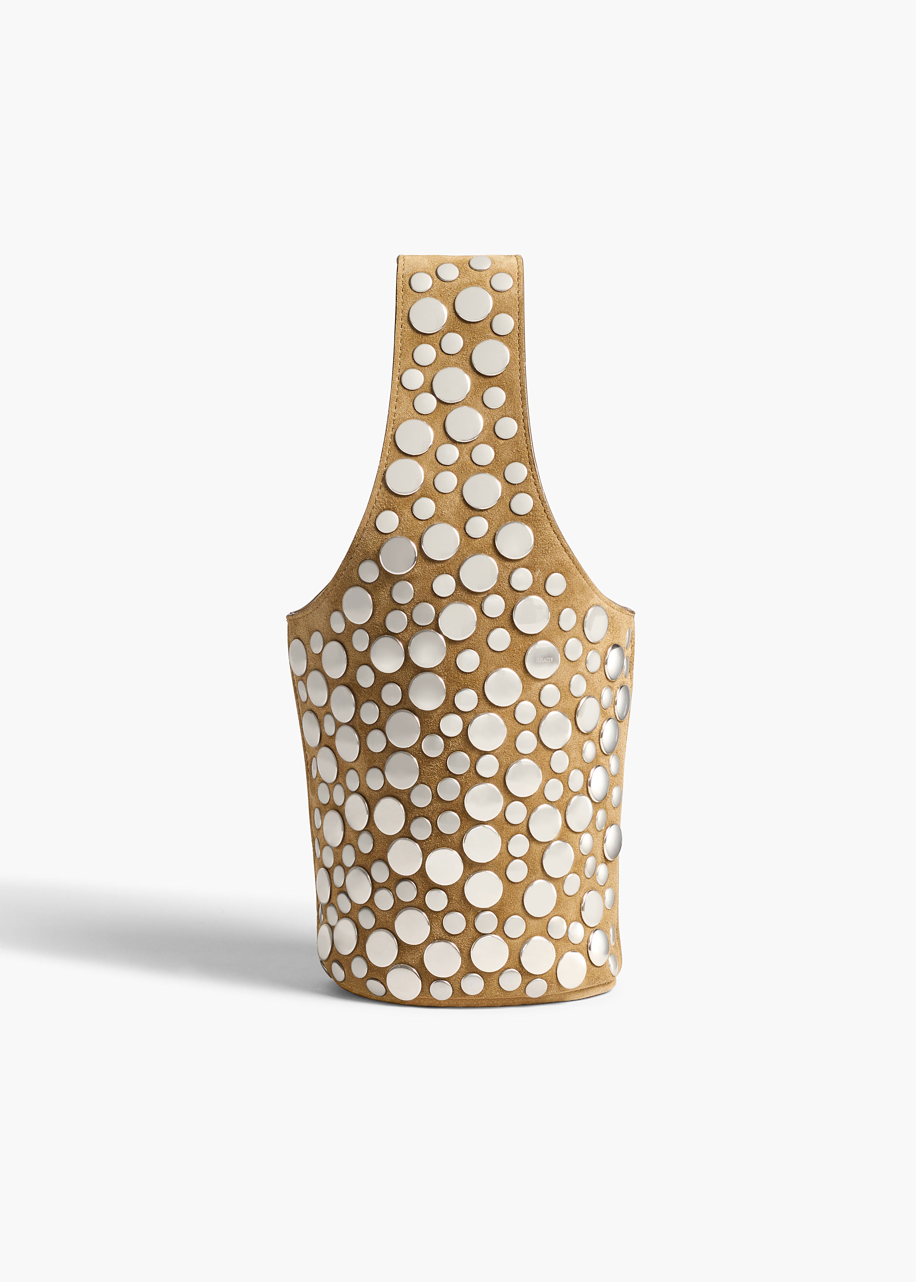 KHAITE - Livia Bag in Mud Suede with Silver Studs