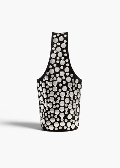 Livia Bag in Black Suede with Silver Studs FRONT VIEW