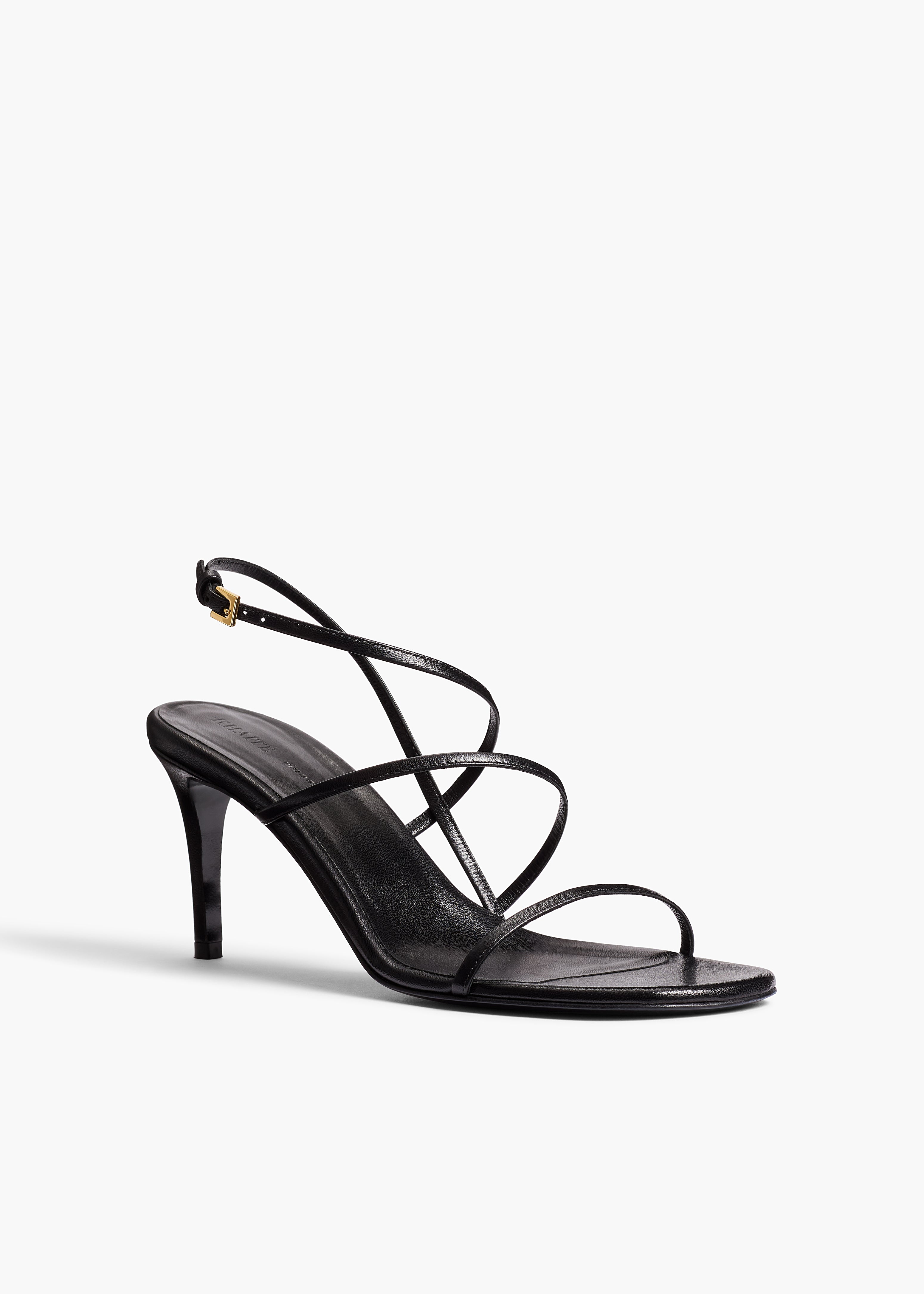 Loop Sandal in Black Leather ANGLED VIEW