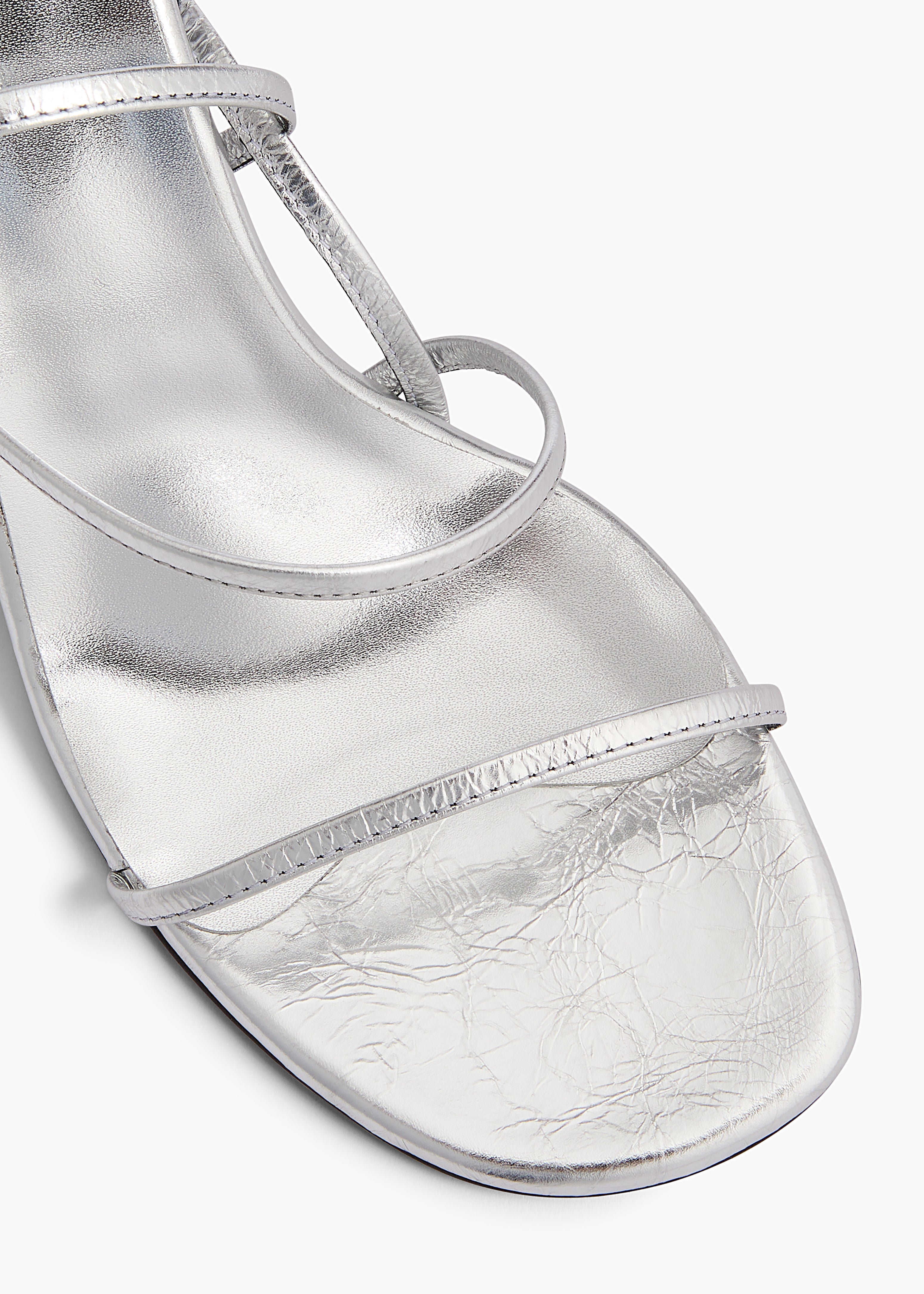 Loop Sandal in SIlver Metallic Leather OVERHEAD VIEW