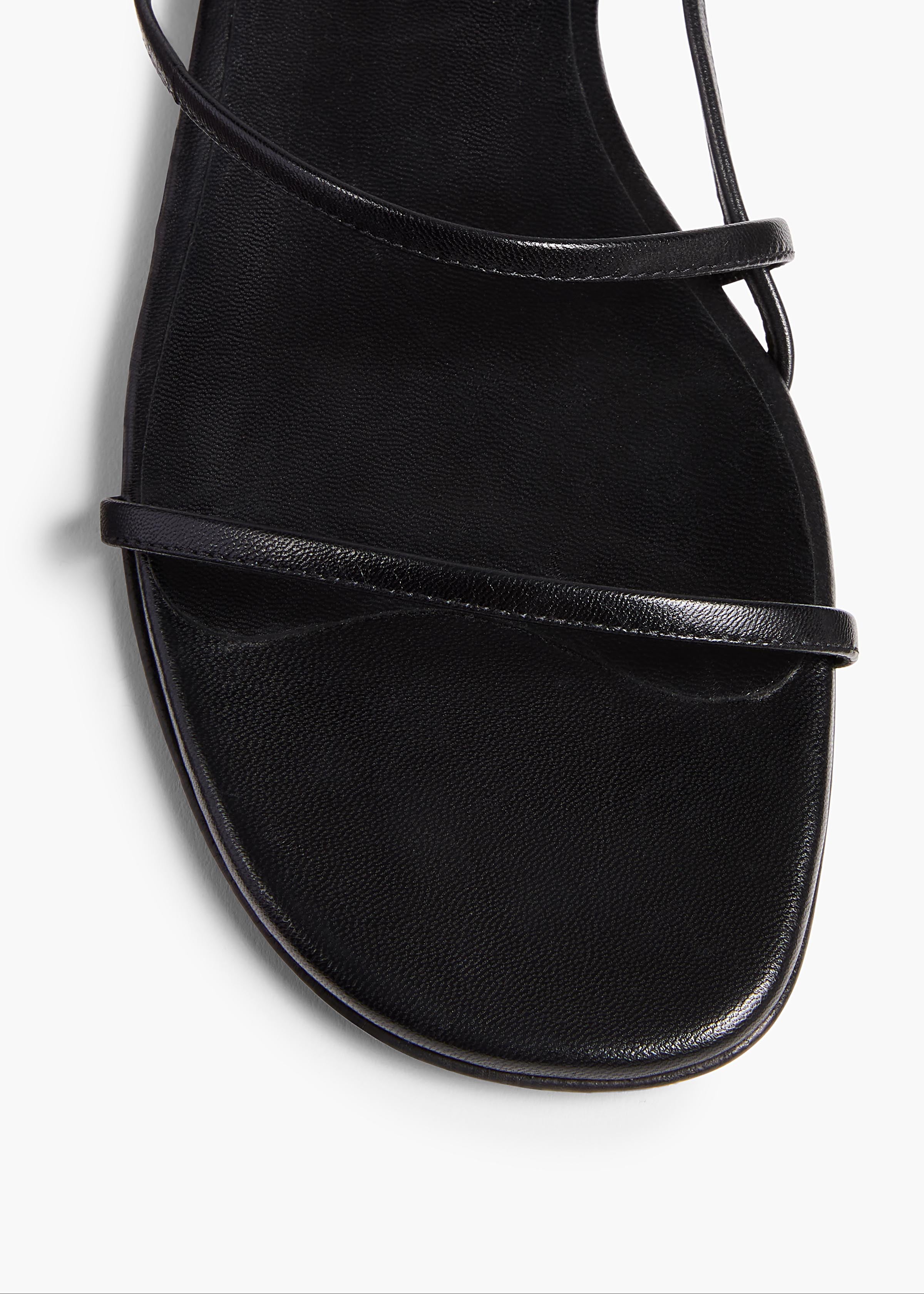 Loop Flat Sandal in Black Leather OVERHEAD VIEW