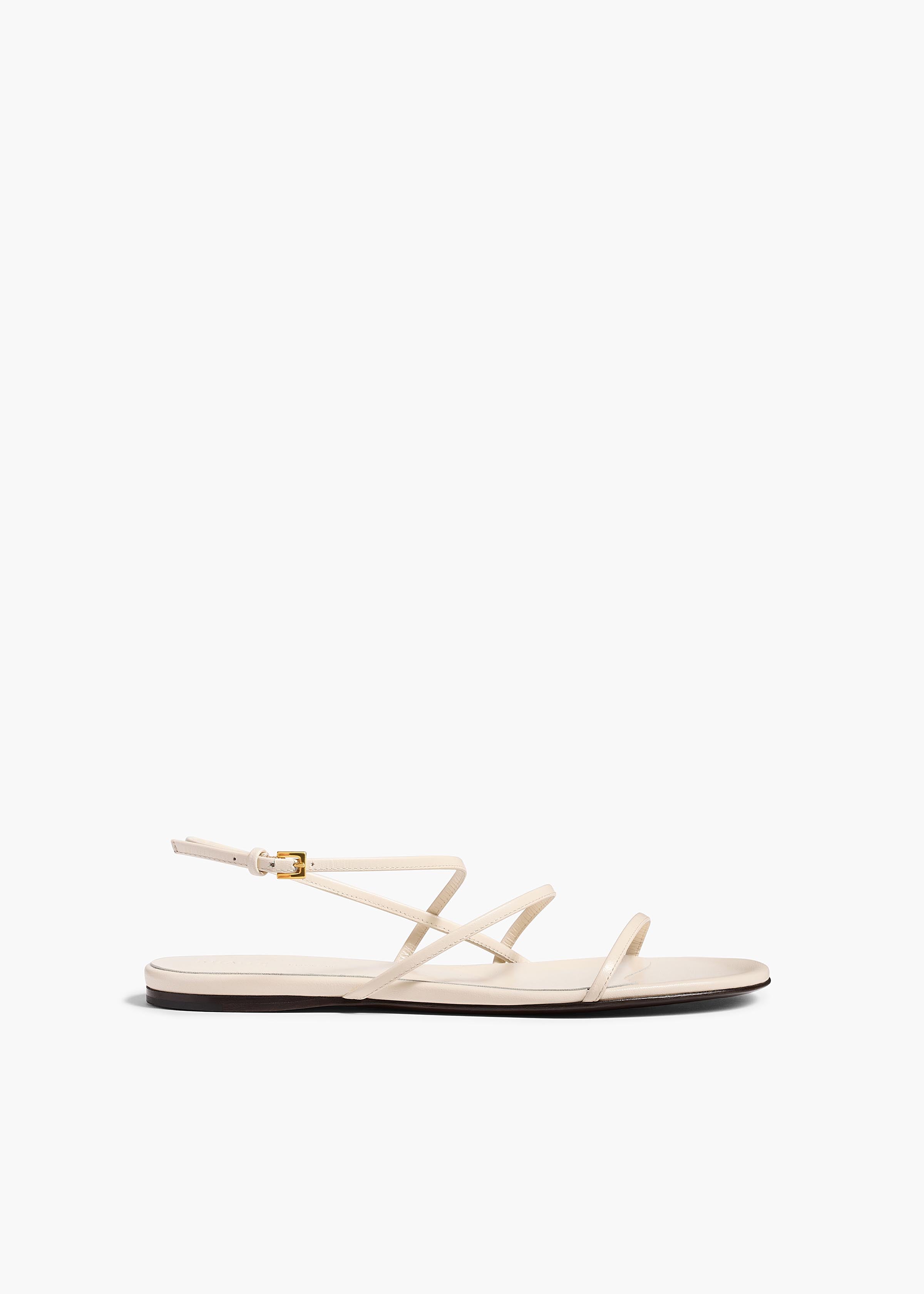 Loop Flat Sandal in Cream Leather FRONT VIEW