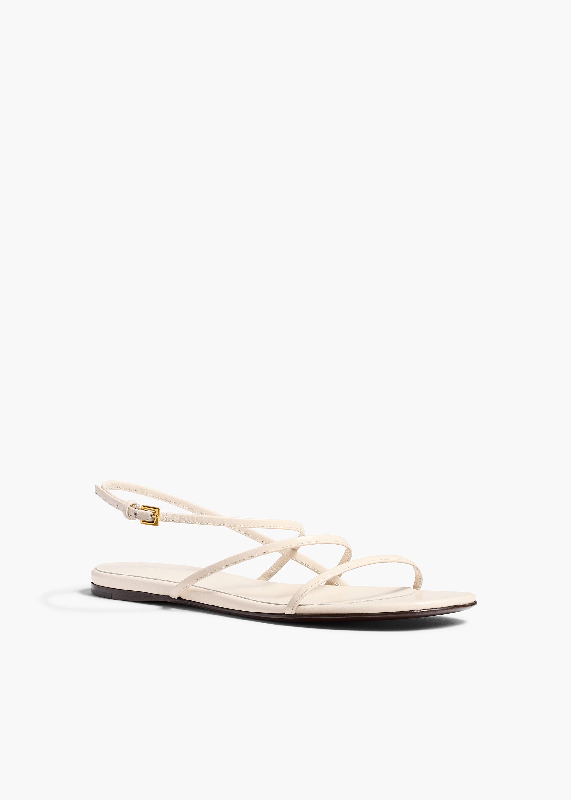Loop Flat Sandal in Cream Leather ANGLED VIEW