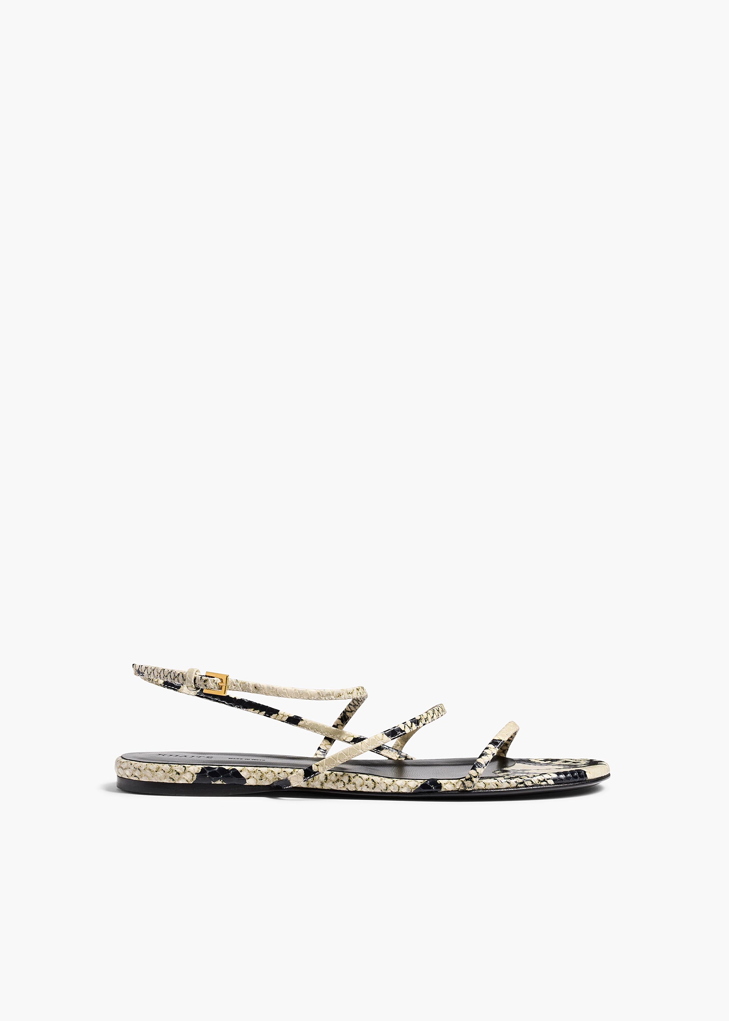 Loop Flat Sandal in Natural Python-Embossed Leather – KHAITE