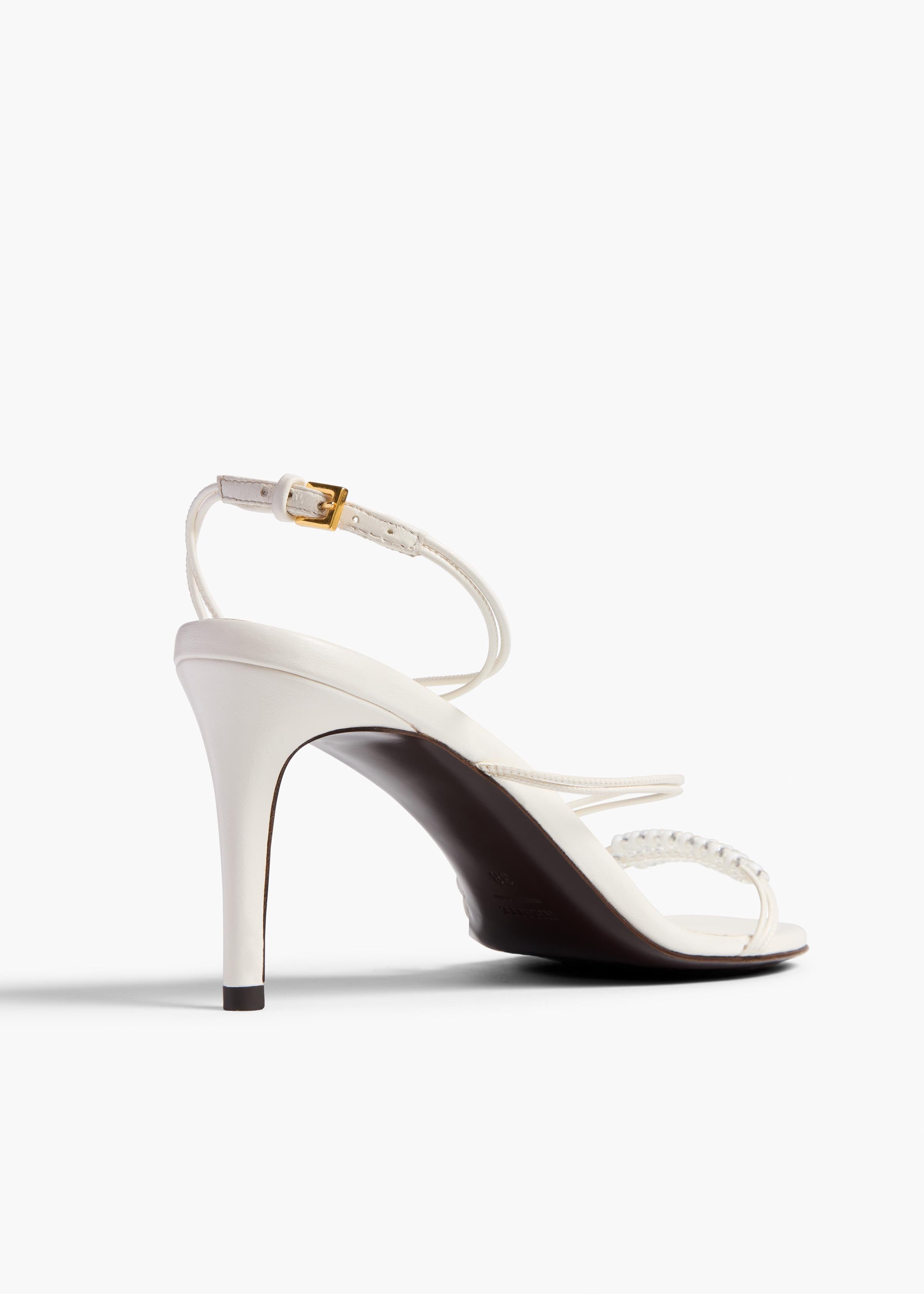 Loop Sandal with Beads in Optic White Leather BACK VIEW