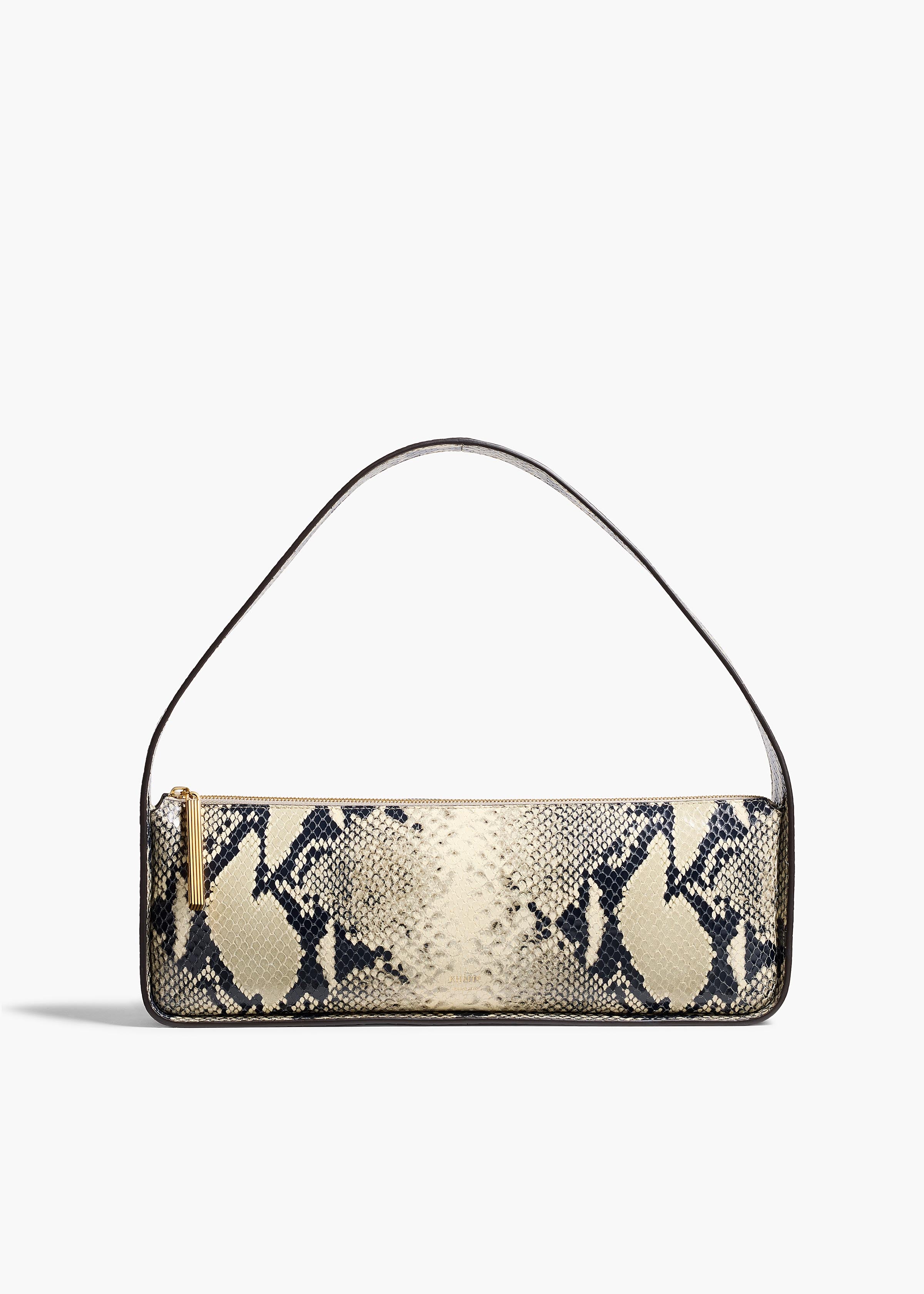 Lori Baguette Bag in Natural Python-Embossed Leather FRONT VIEW