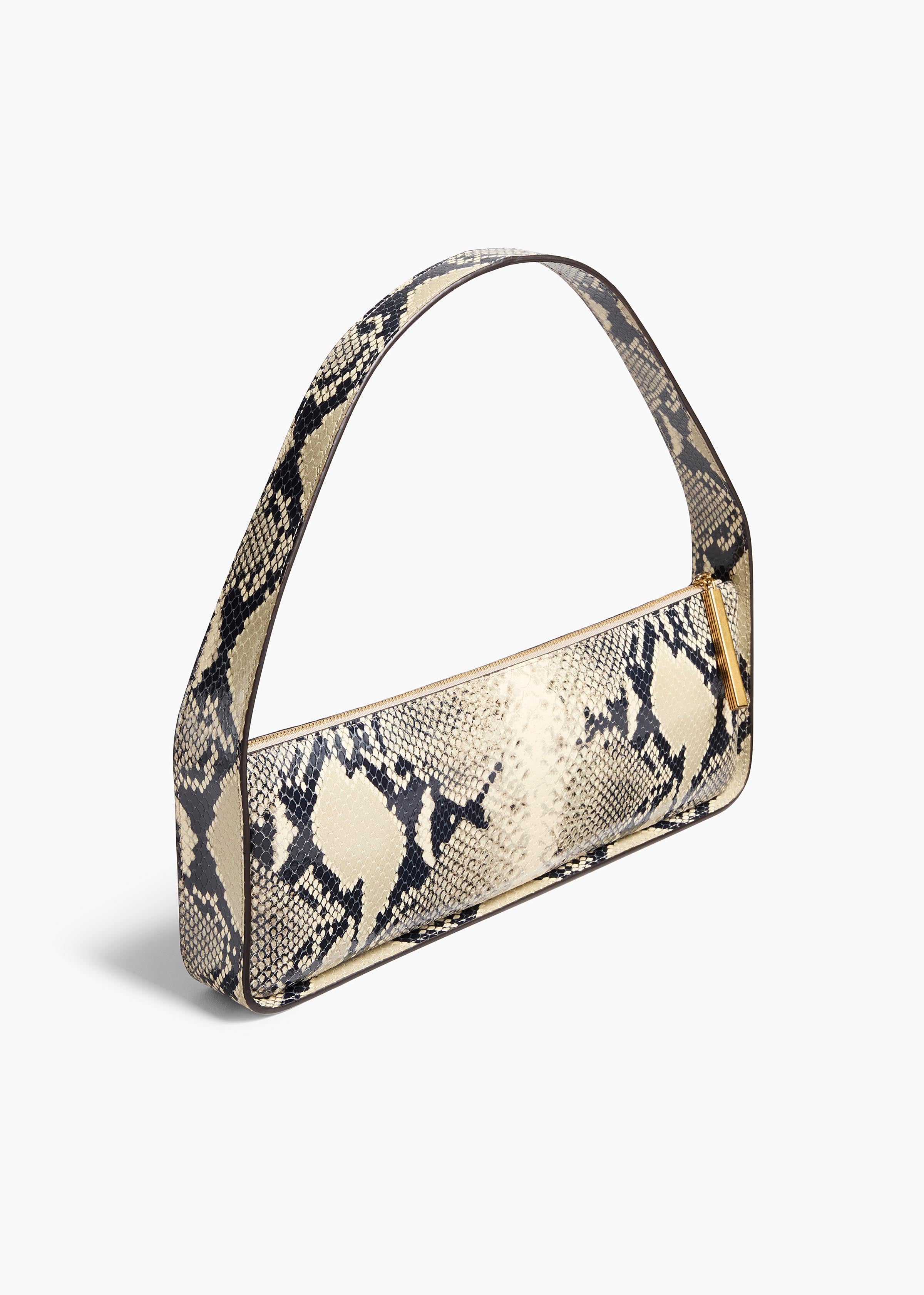 Lori Baguette Bag in Natural Python-Embossed Leather BACK VIEW