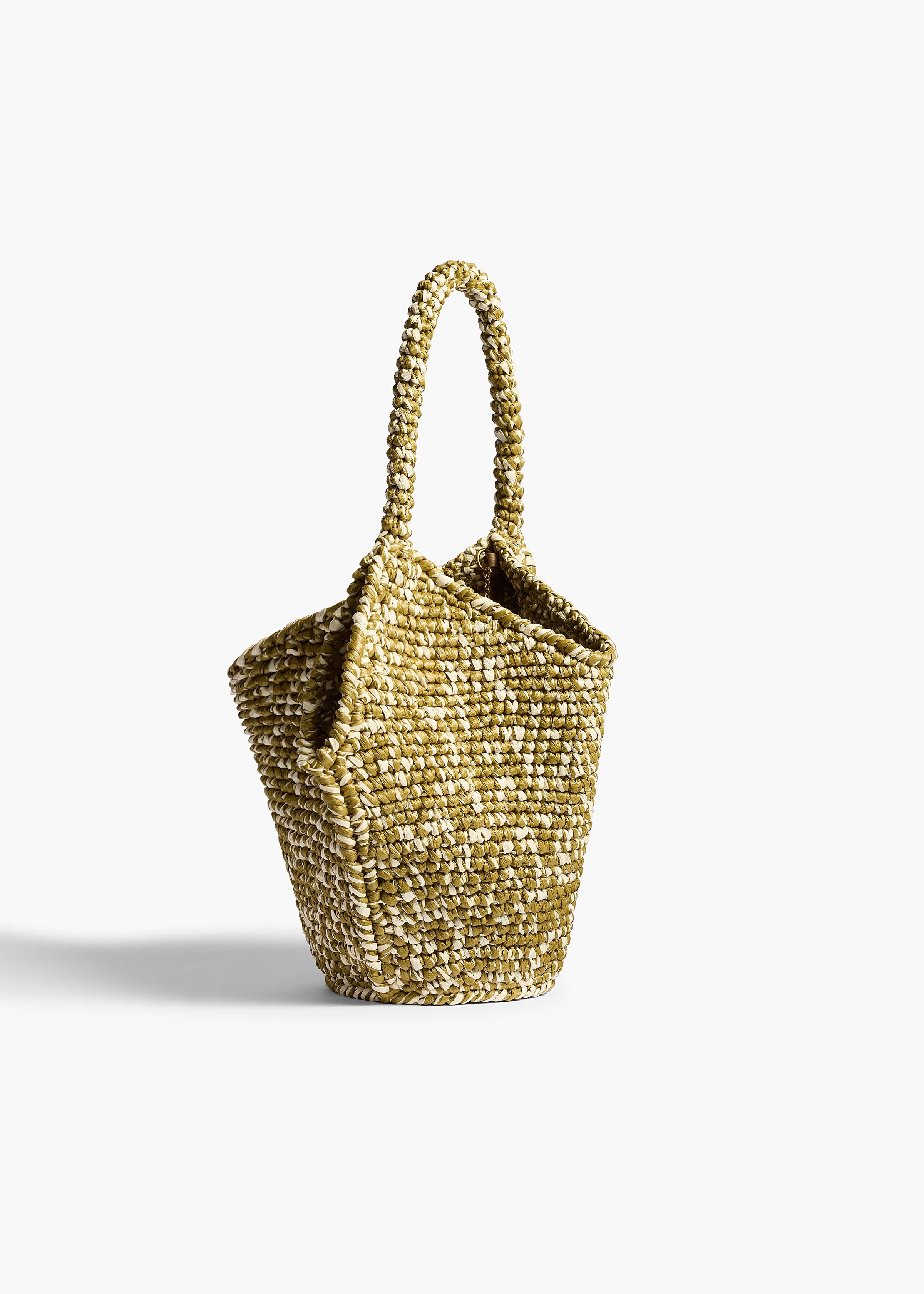 LOTUS MINI RAFFIA TOTE OLIVE WHITE H1046 744 676 B