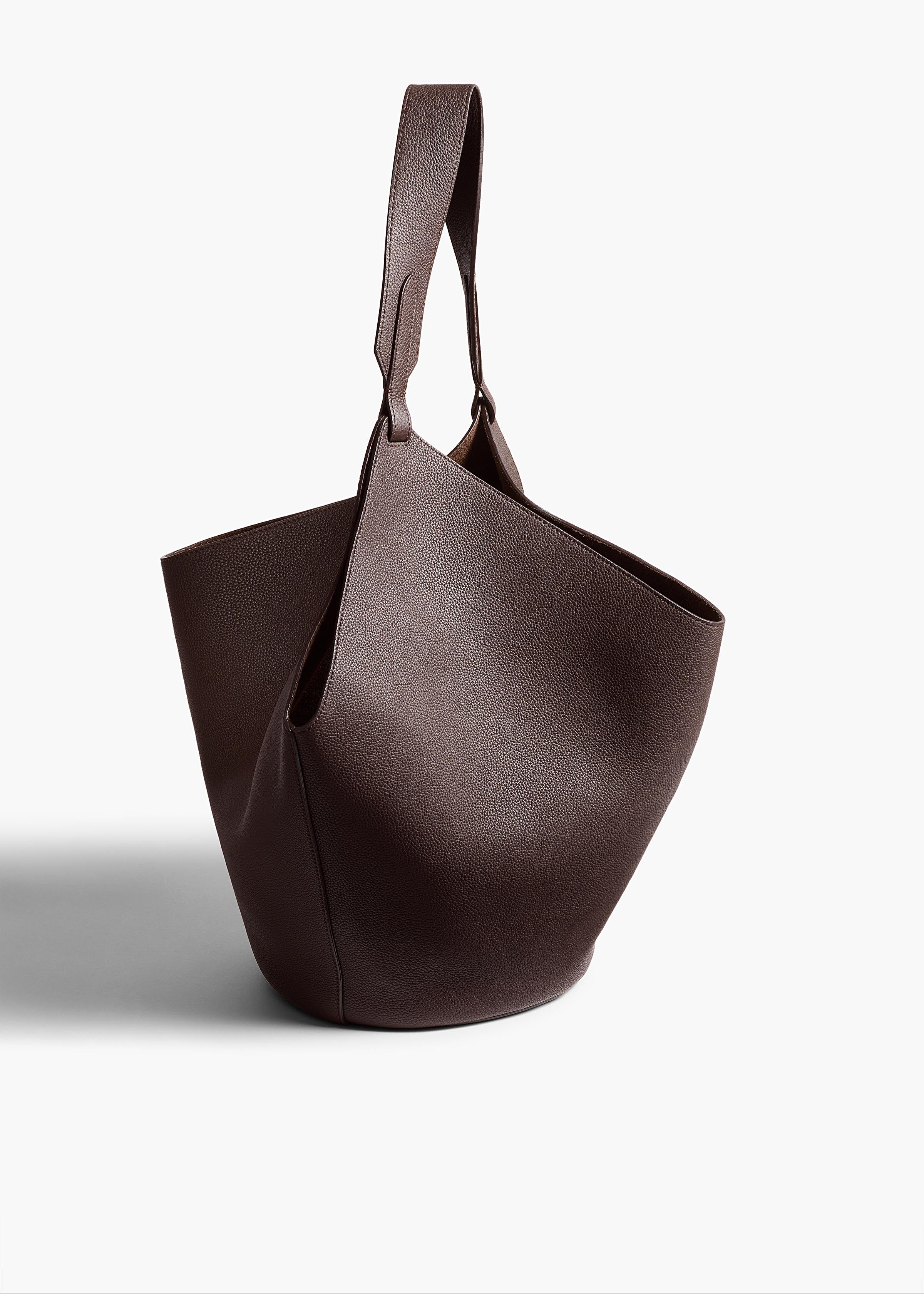 Medium Lotus Tote in Espresso Pebbled Leather BACK VIEW