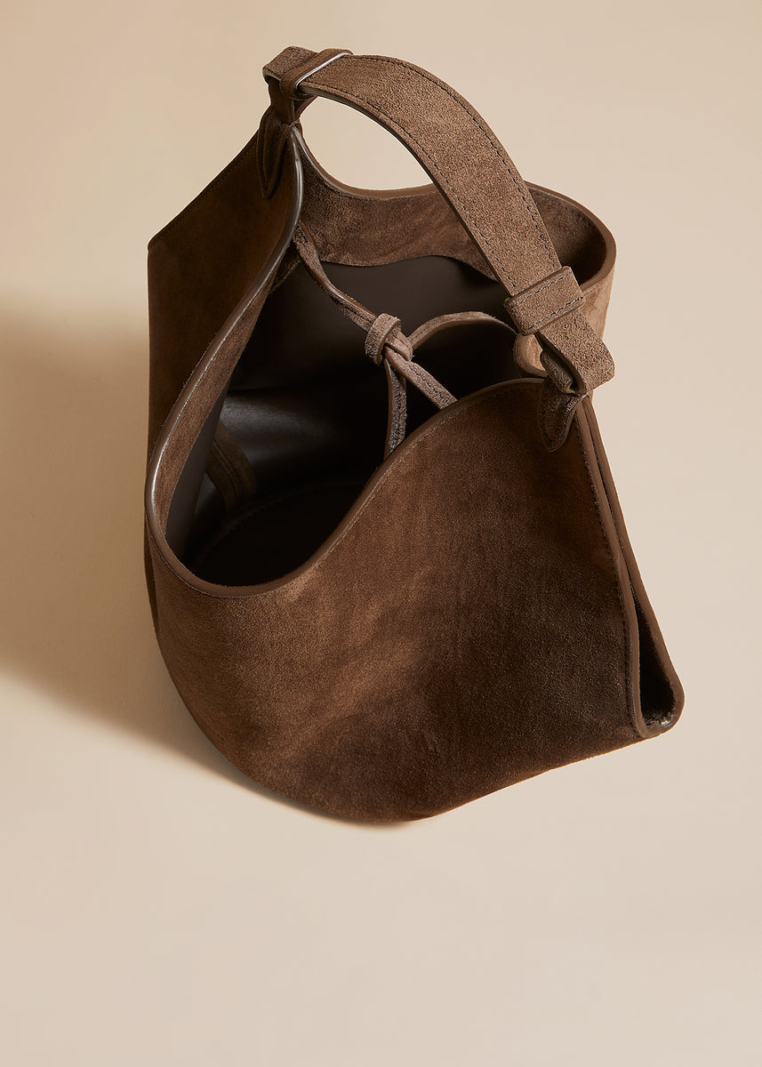 The Mini Lotus Bag in Toffee Suede