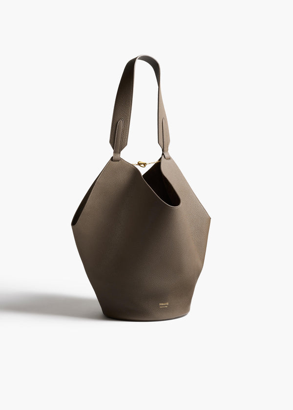 Small Lotus Tote in Elephant Pebbled Leather FRONT VIEW