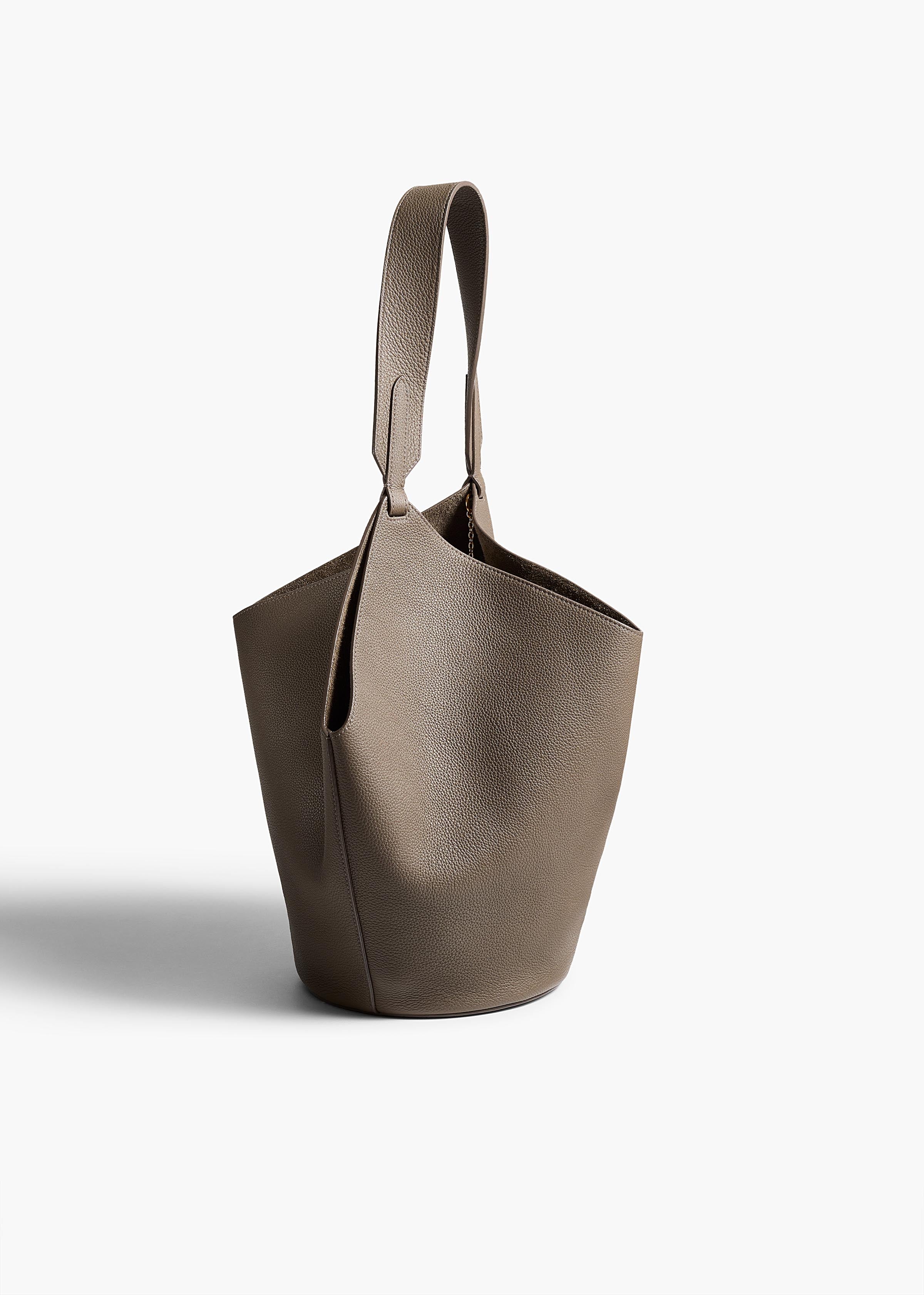 Small Lotus Tote in Elephant Pebbled Leather BACK VIEW
