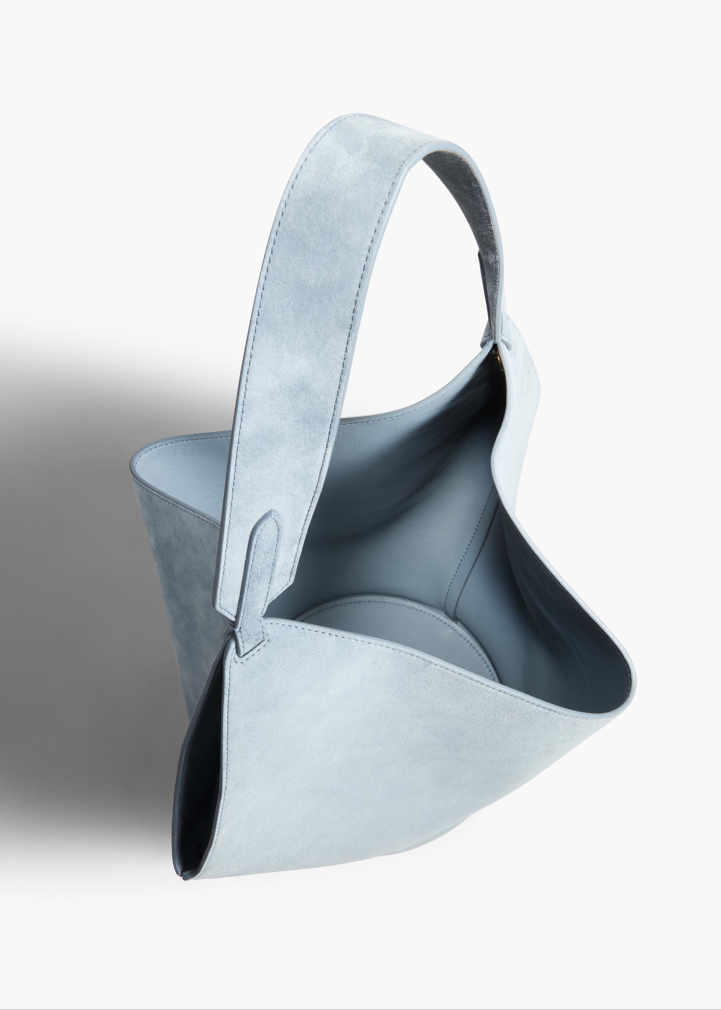 Small Lotus Tote in Lead Suede OVERHEAD VIEW