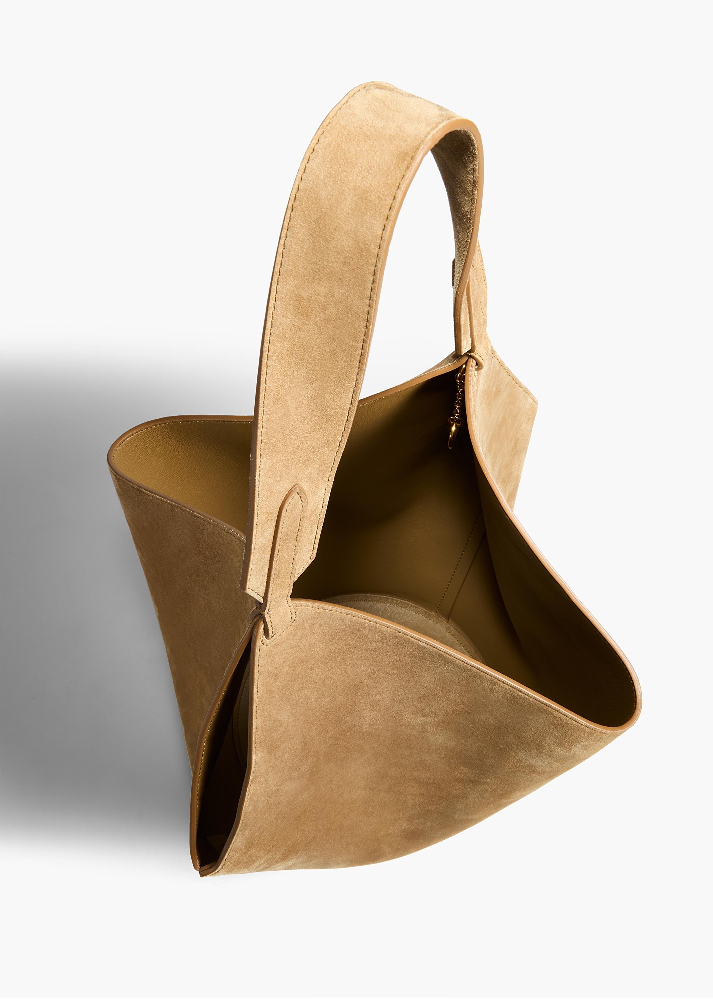 Small Lotus Tote in Mud Suede OVERHEAD VIEW