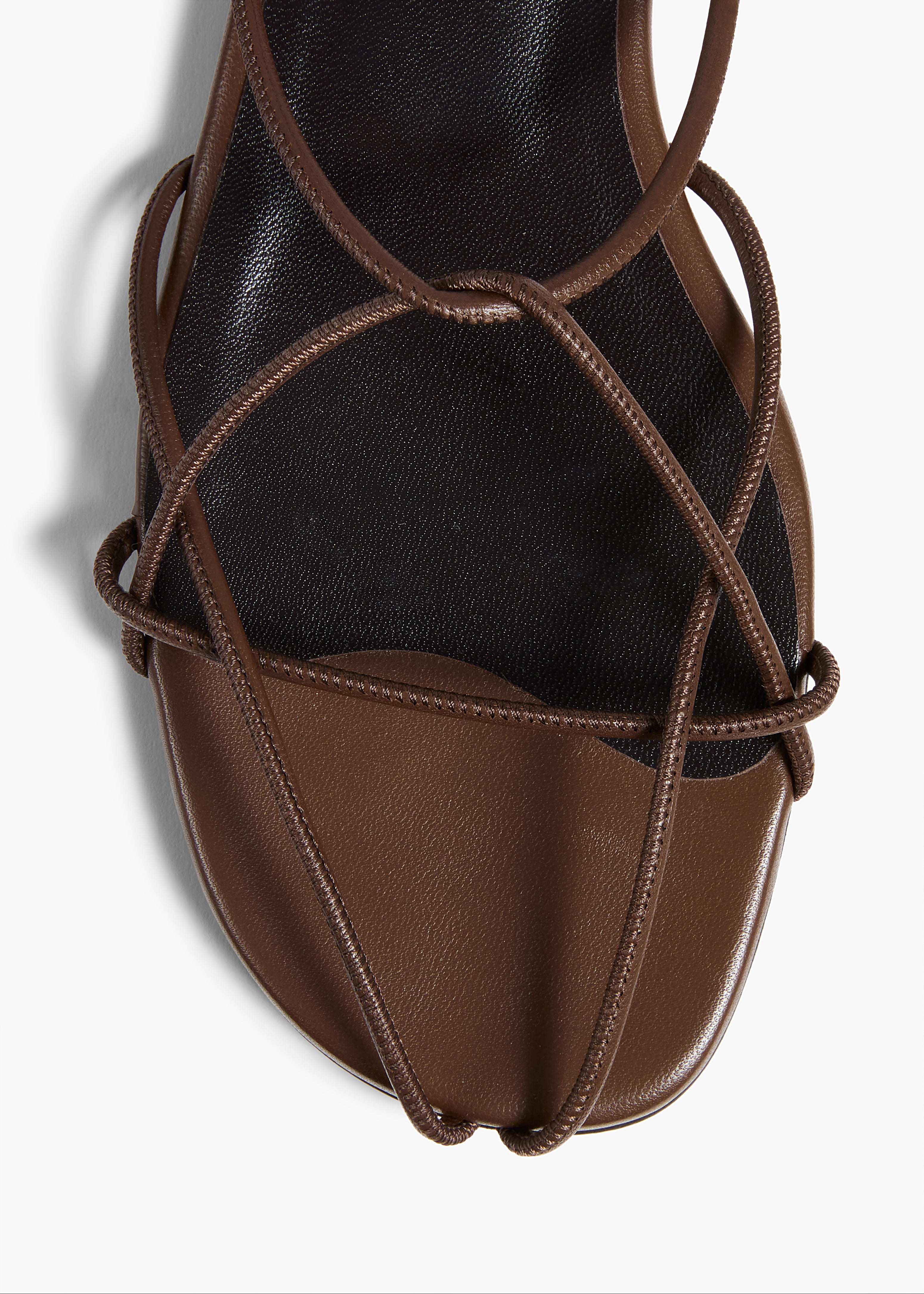 Loulou Sandal in Cigar Leather OVERHEAD VIEW