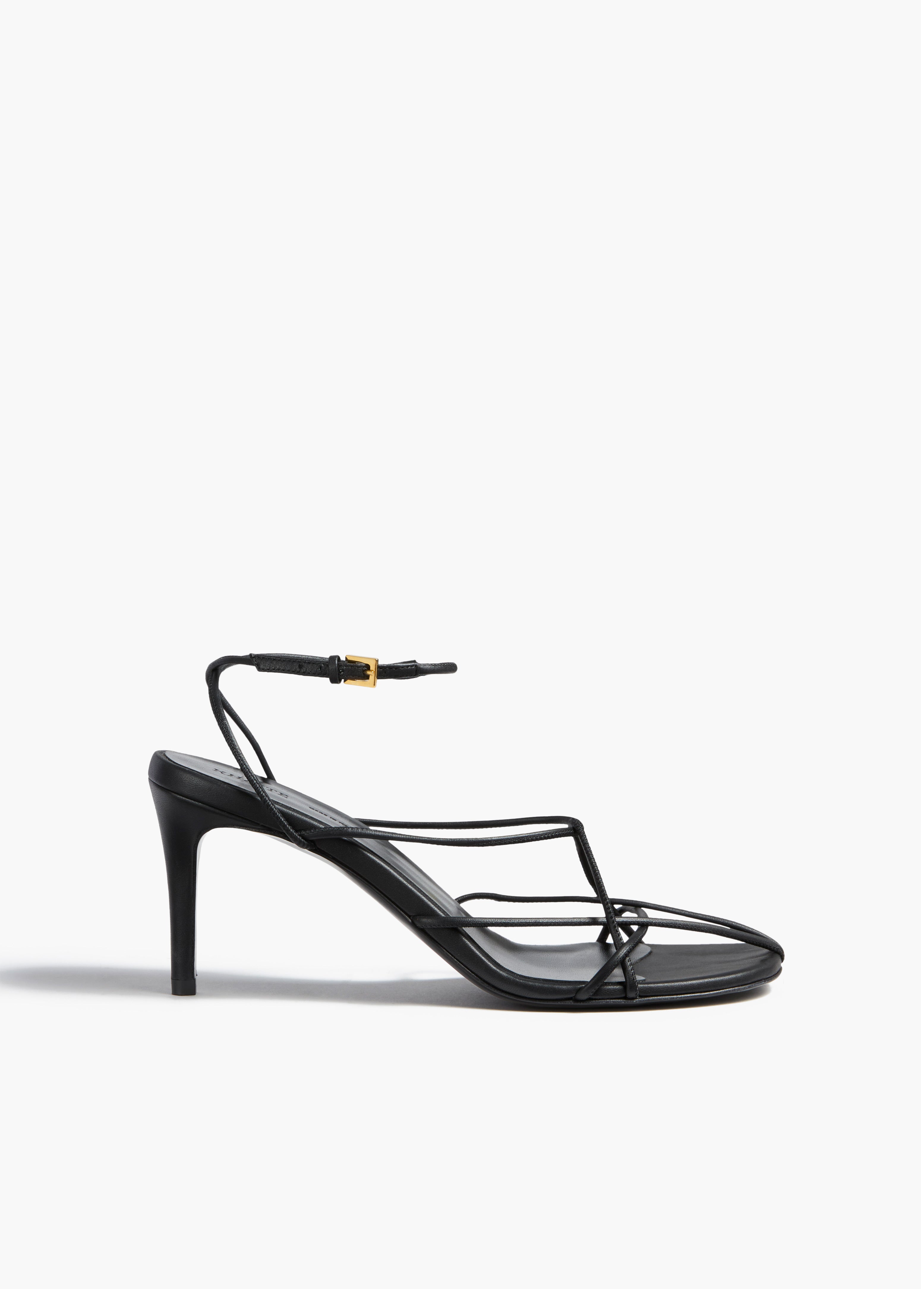 Loulou Sandal in Black Leather FRONT VIEW