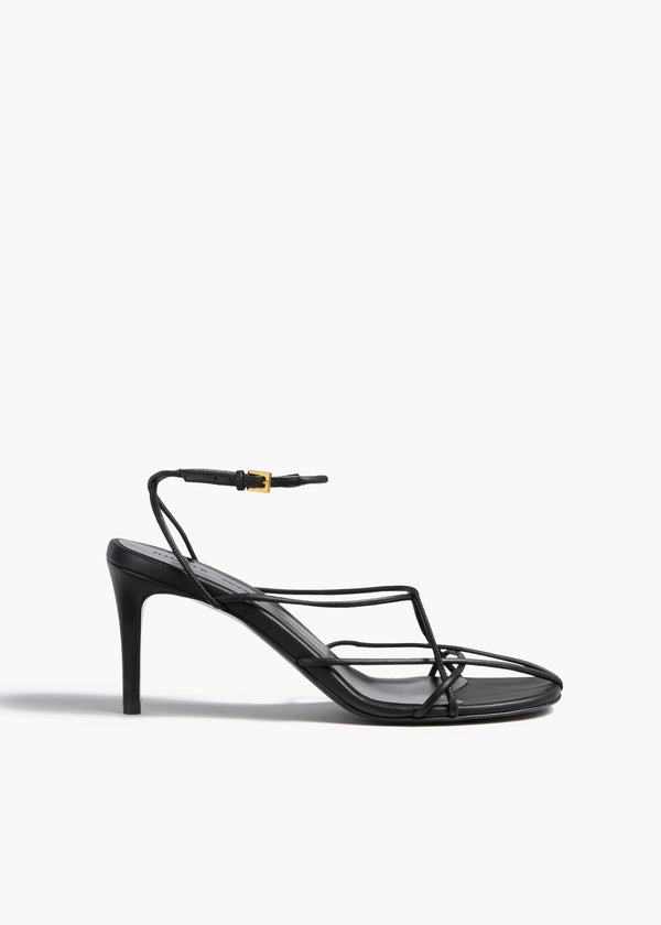 Loulou Sandal in Black Leather FRONT VIEW