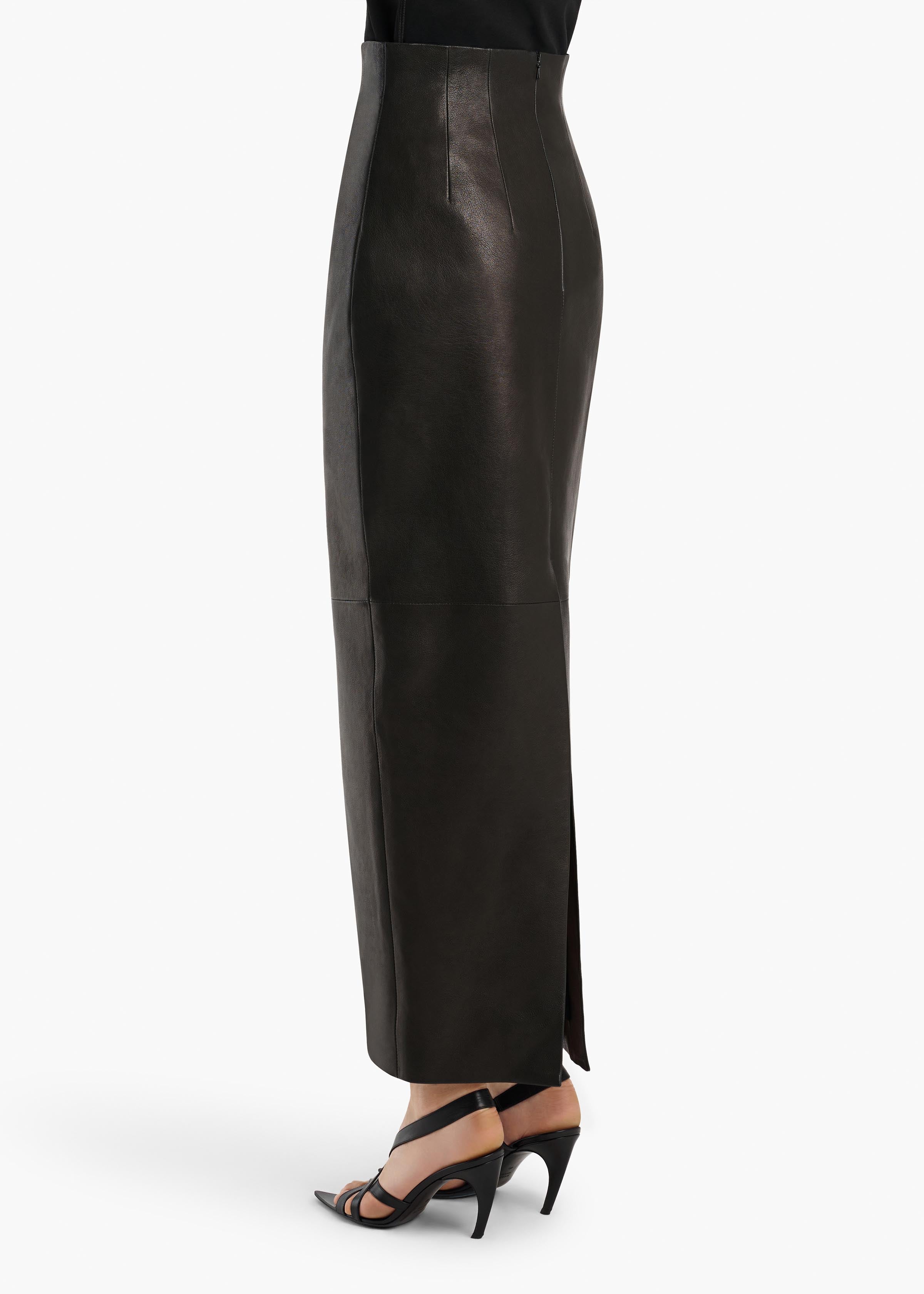 KHAITE - Loxley Skirt in Black Leather
