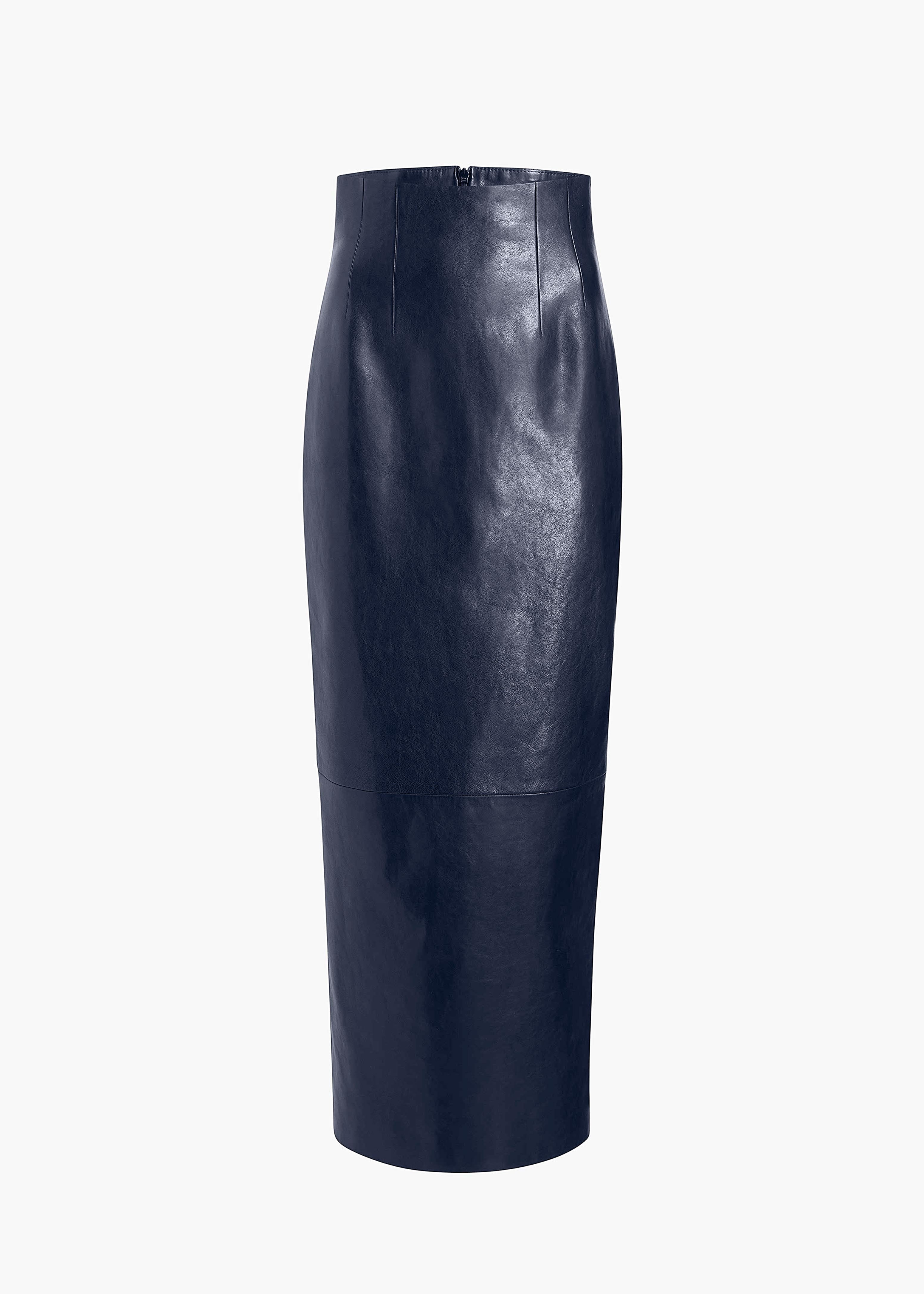 Loxley Skirt in Dark Navy Leather FLAT VIEW