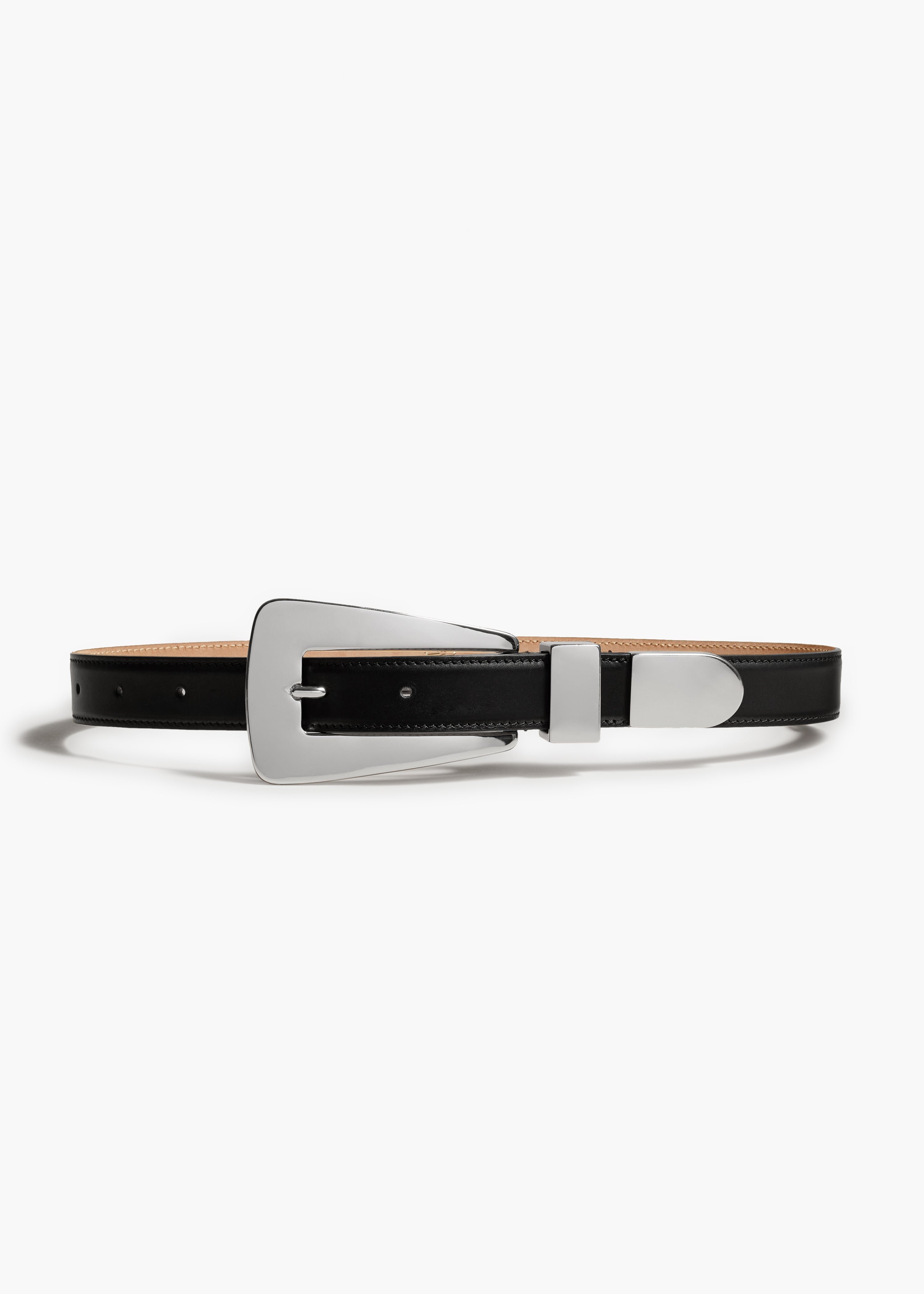 KHAITE - Lucca Belt in Black Leather with Silver