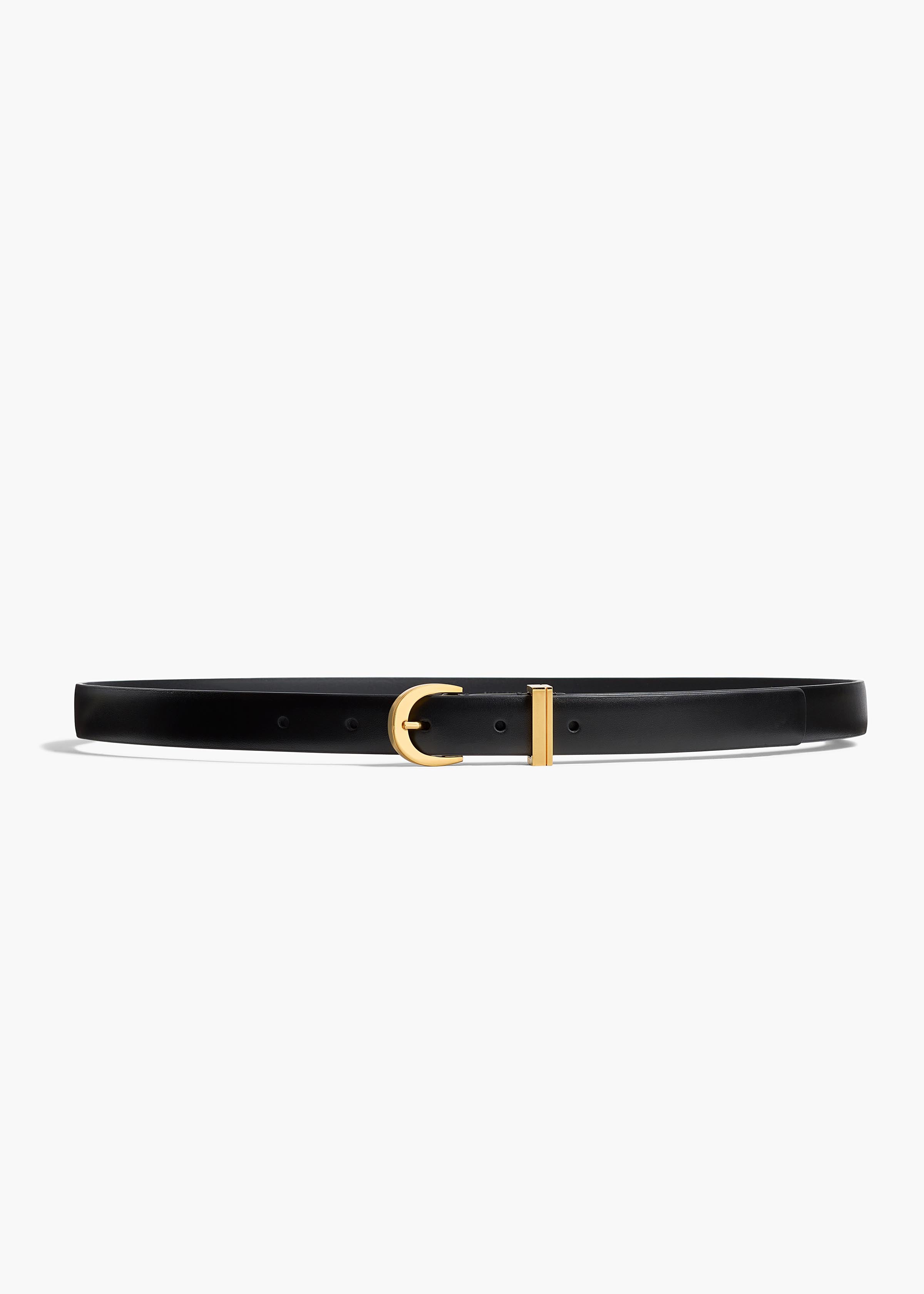 Luna Belt in Black Leather with Gold FLAT VIEW