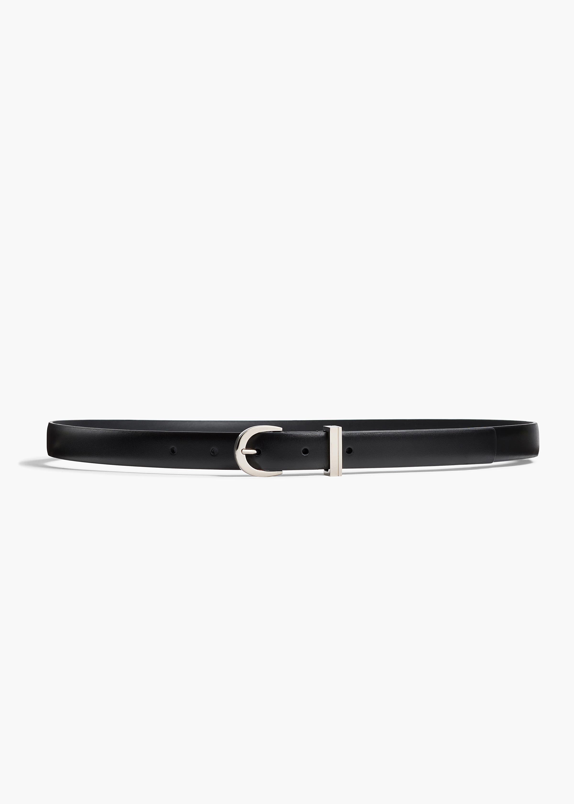 Luna Belt in Black Leather with Silver FLAT VIEW