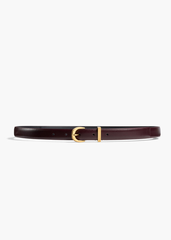Luna Belt in Bordeaux Leather with Gold FLAT VIEW