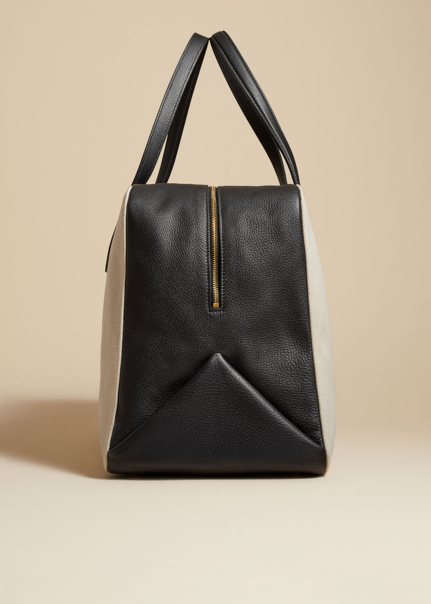 The Large Maeve Weekender Bag in Natural and Black Leather