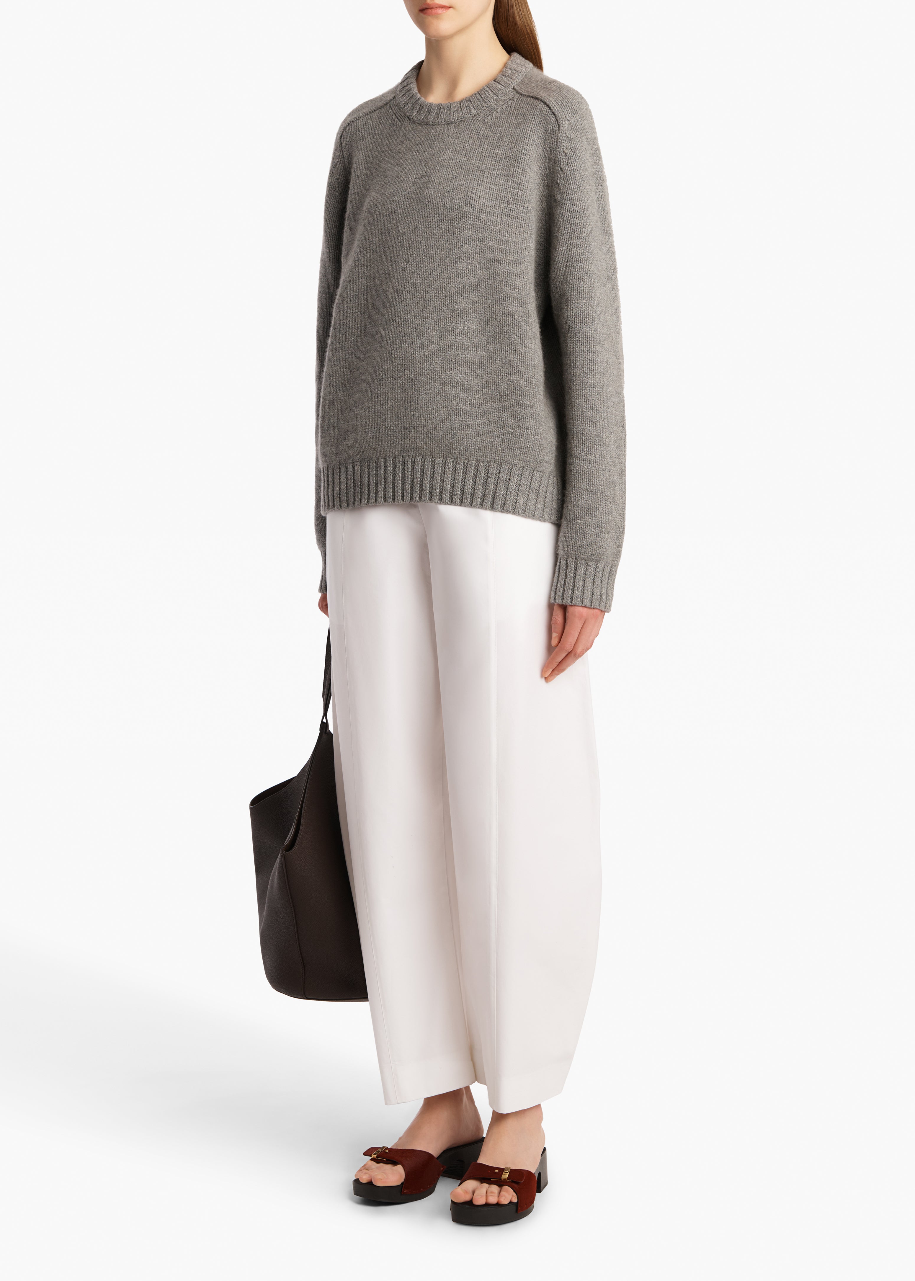 Mae Sweater in Warm Grey STYLED VIEW