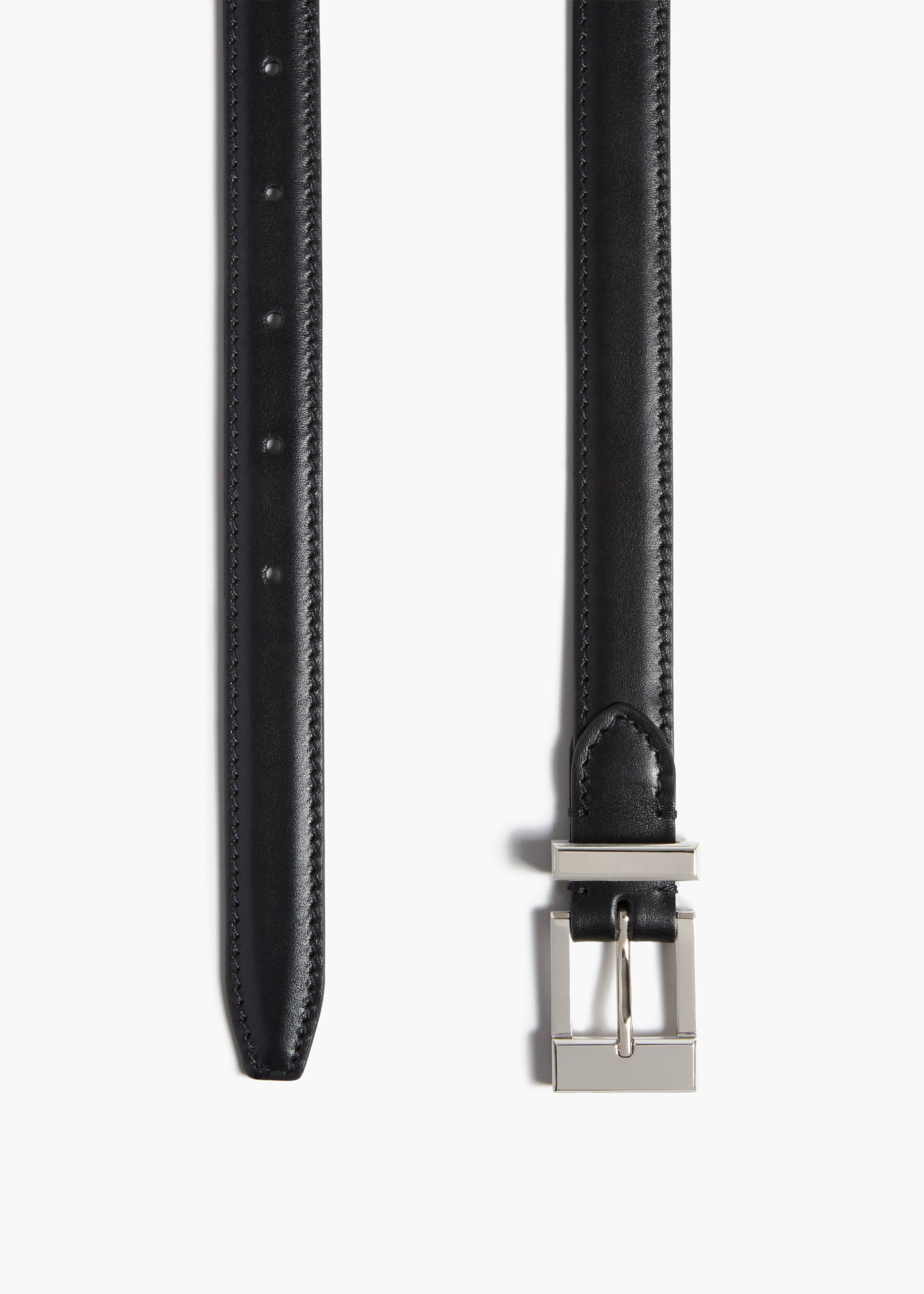 Manhattan Belt in Black Leather with Silver DETAILED VIEW 1