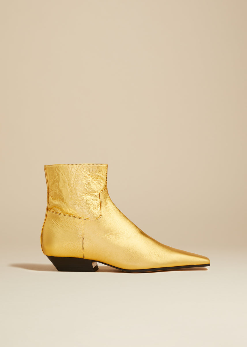 The Marfa Ankle Boot in Gold Metallic Leather