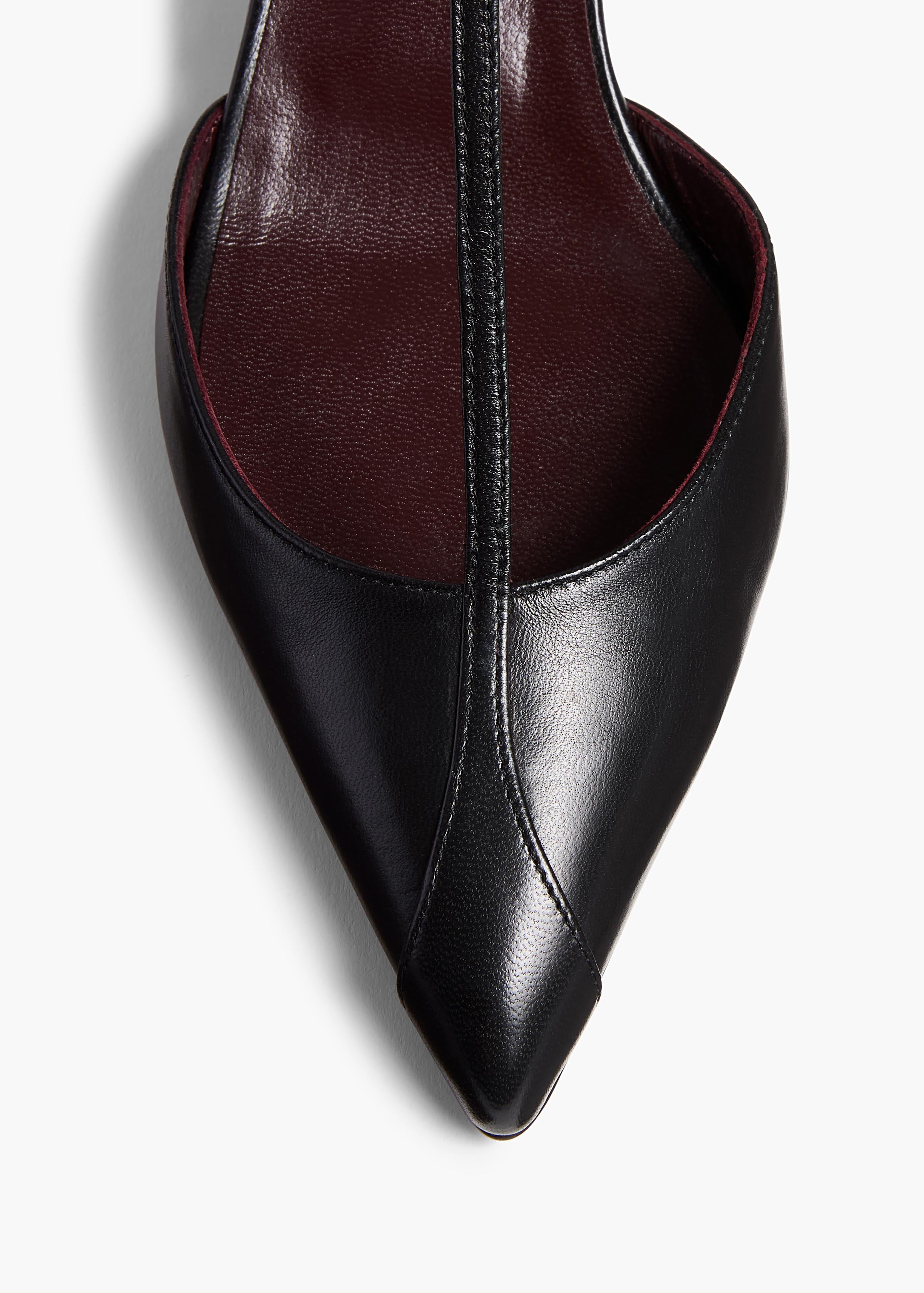 Mia Pump in Black Leather OVERHEAD VIEW