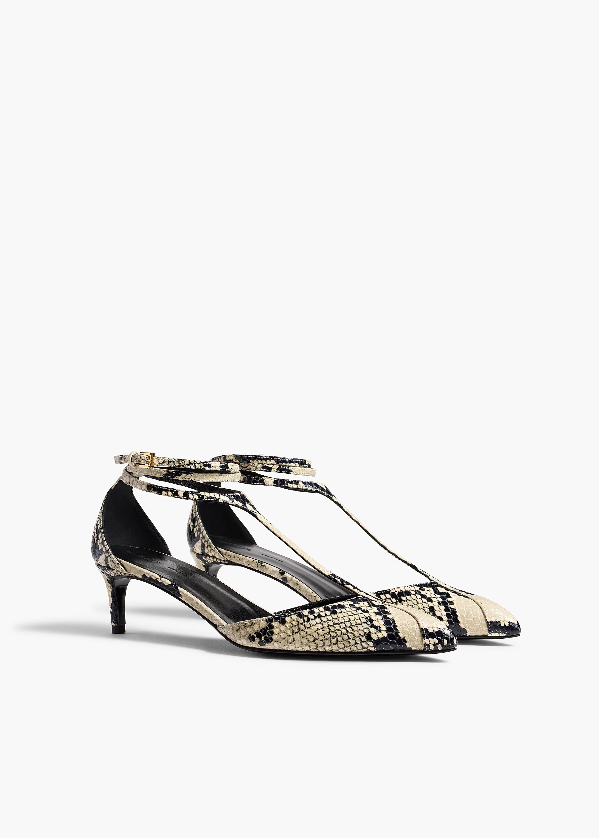 Mia Pump in Natural Python-Embossed Leather ANGLED VIEW