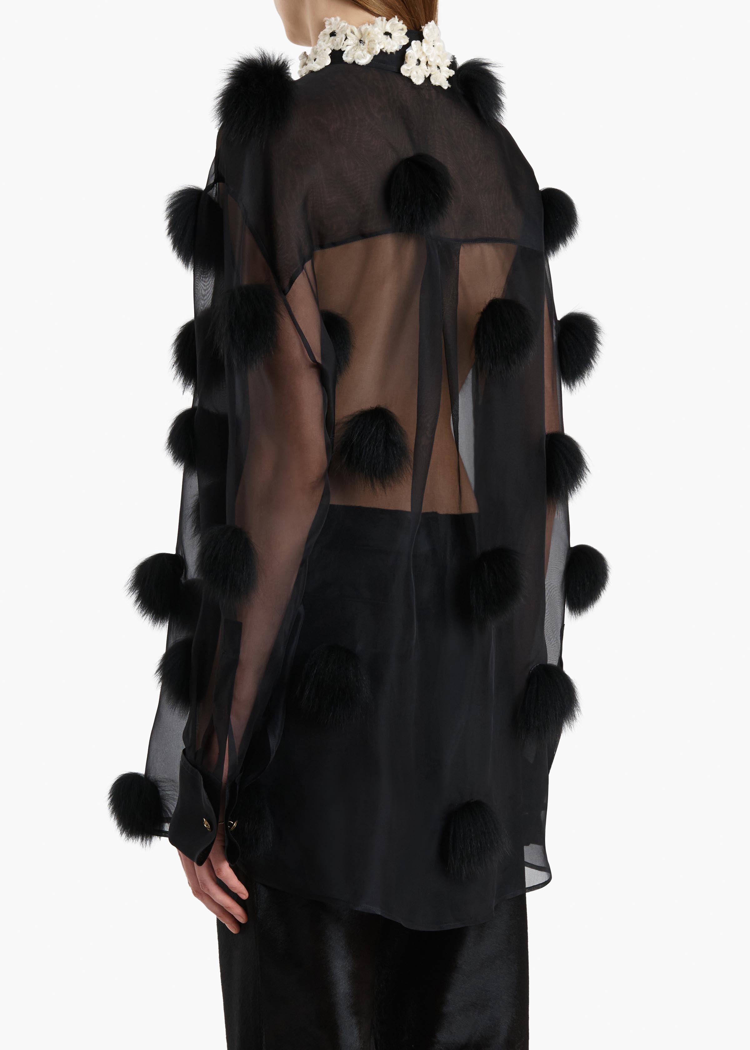 NAOMI TOP W FUR DOT EMB BLACK 2478343 200 C