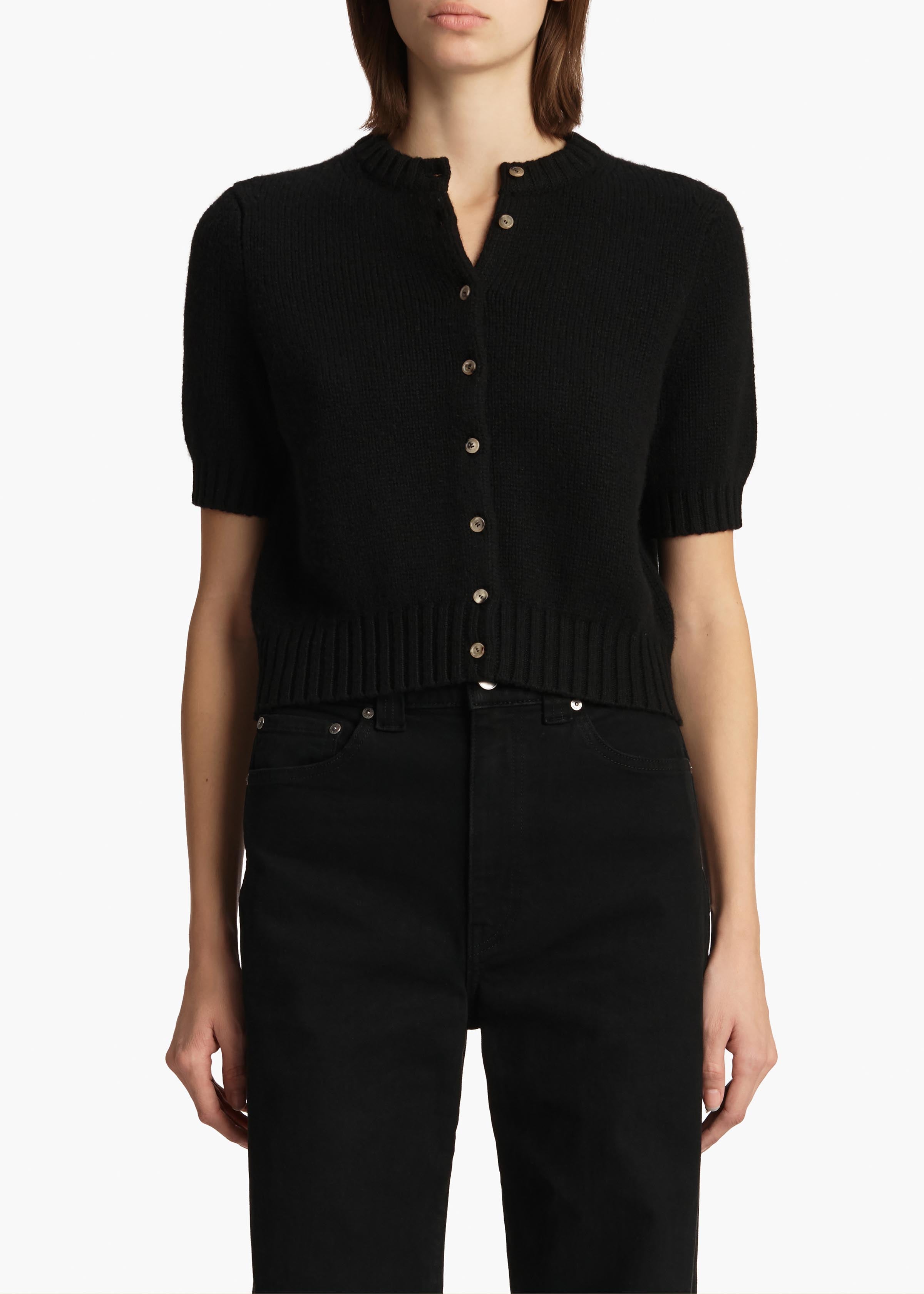 Nora Cardigan in Black FRONT VIEW