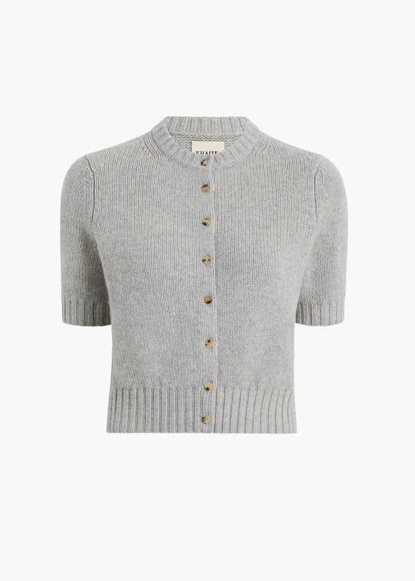 NORA CARDIGAN IN HEATHER GREY FLAT VIEW