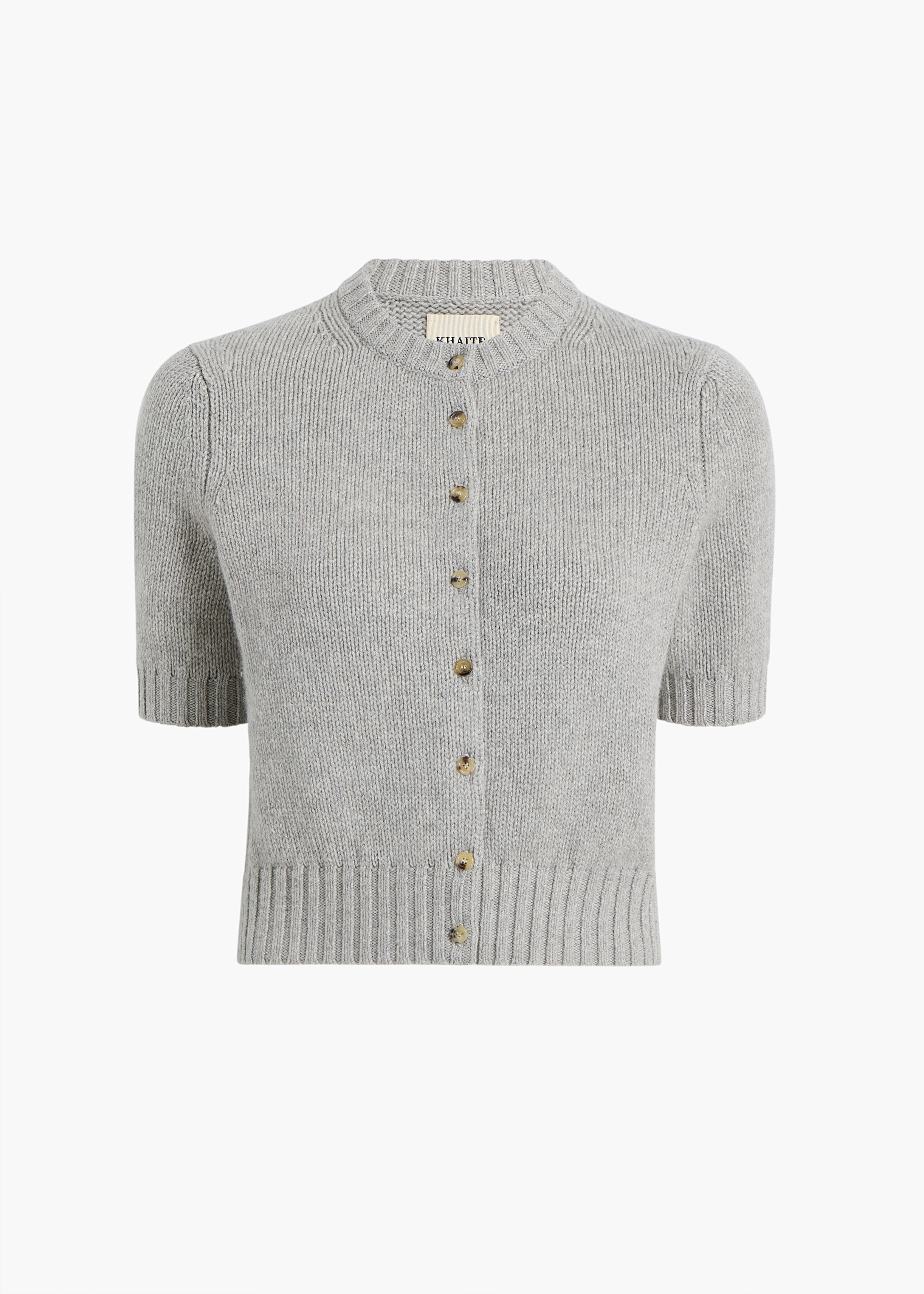 NORA CARDIGAN IN HEATHER GREY FLAT VIEW