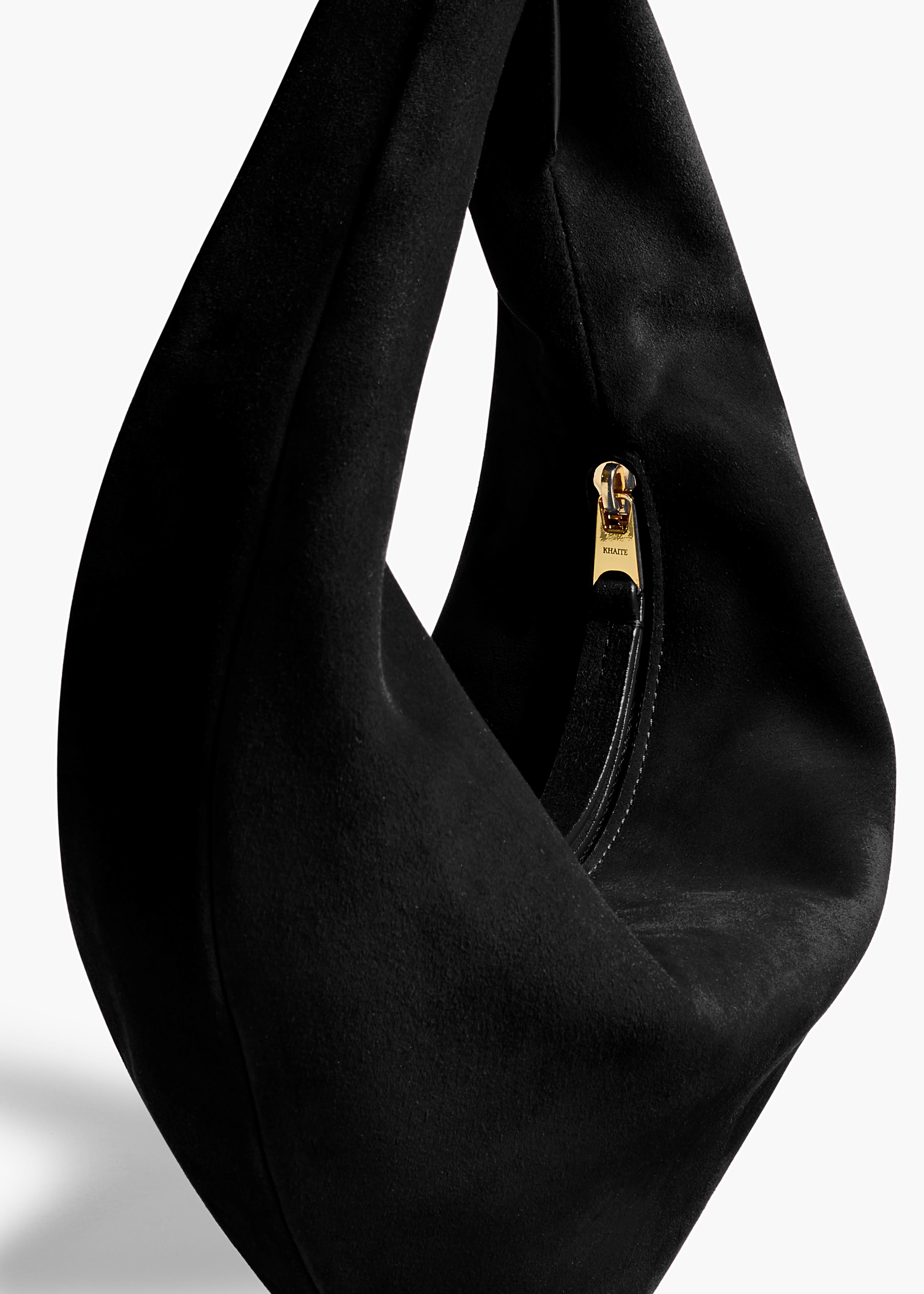 KHAITE - Mini Olivia Hobo in Black Suede